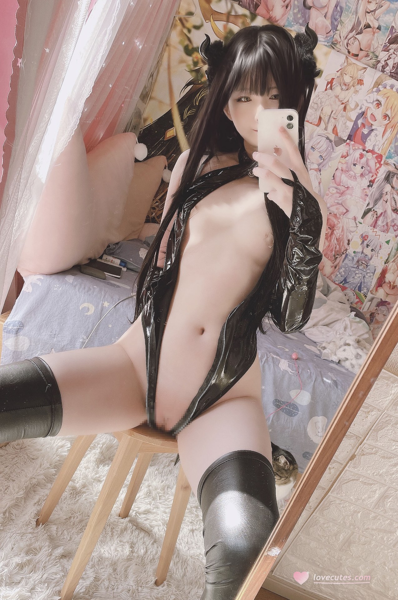 Xi Daidai - Little Devil Latex ชุดภาพถ่ายคนจริงสไตล์ไพรเวต 12P2V