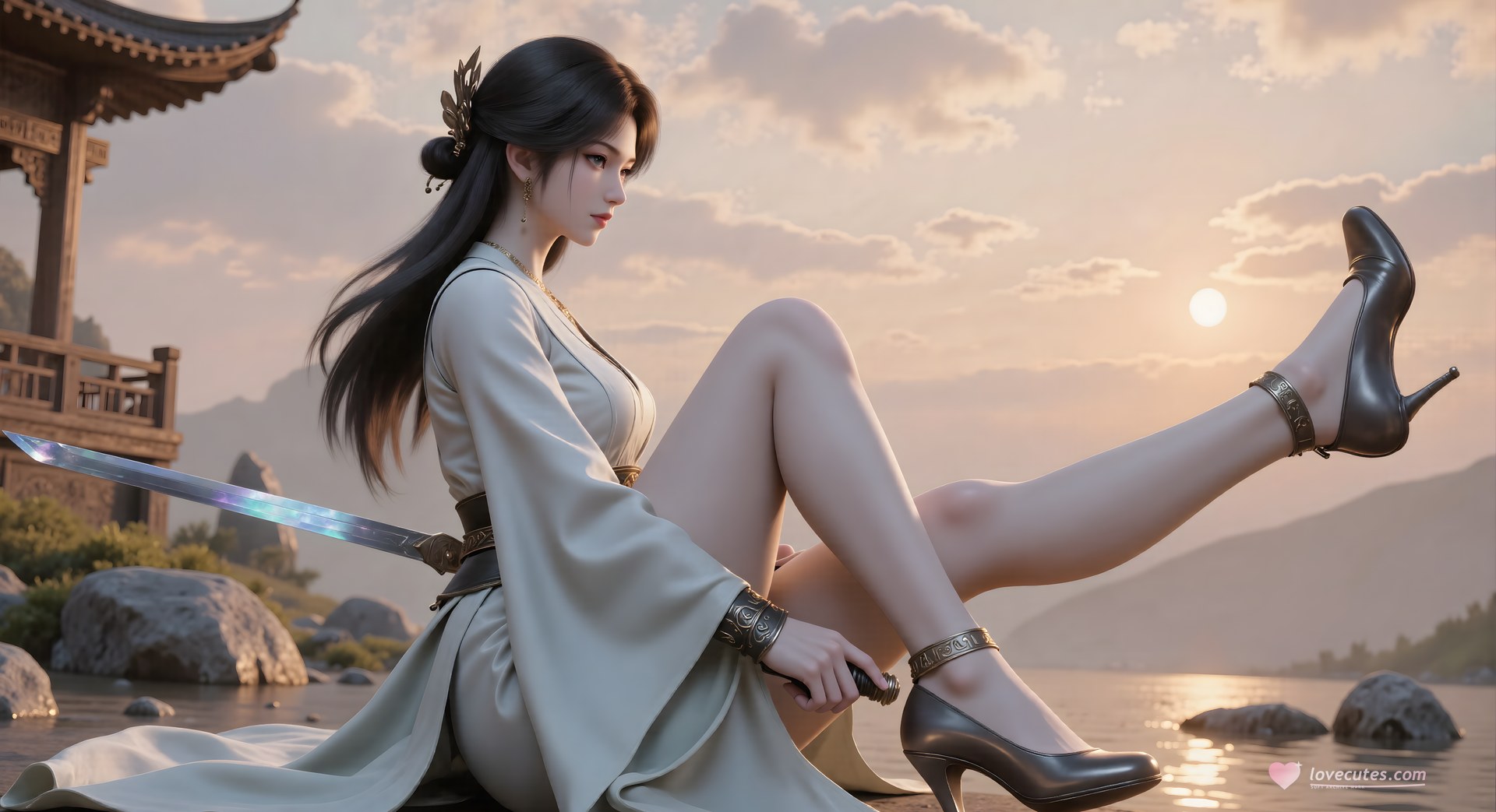 AI Porn - Mei Ning fantasy hanfu character gallery long hair AI Adult Gallery 80P