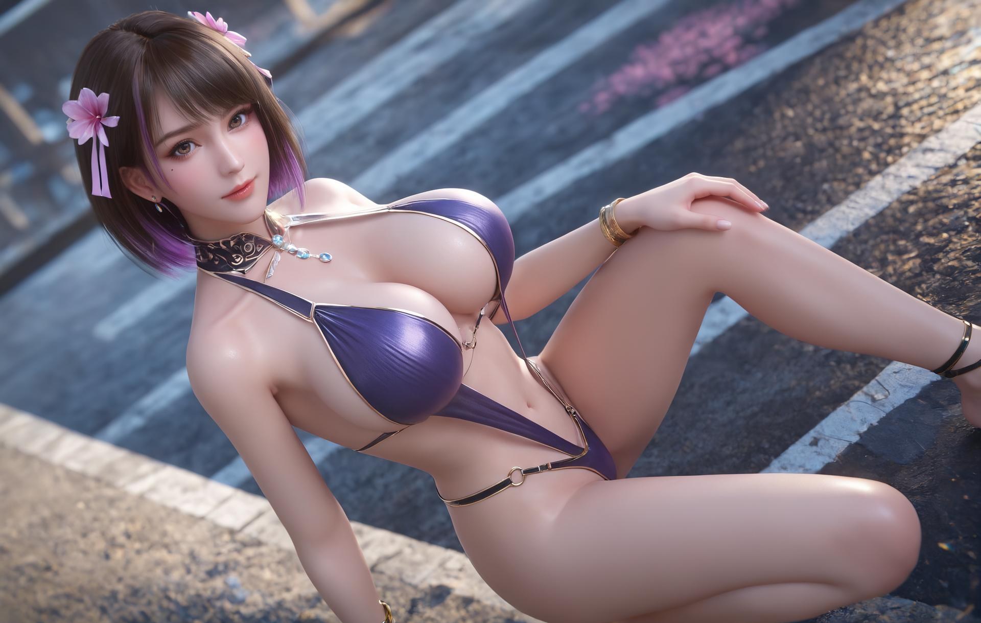 AI Porn - 深空彼岸 吴茵：長髮角色寫真美胸AI成人向圖集 306P