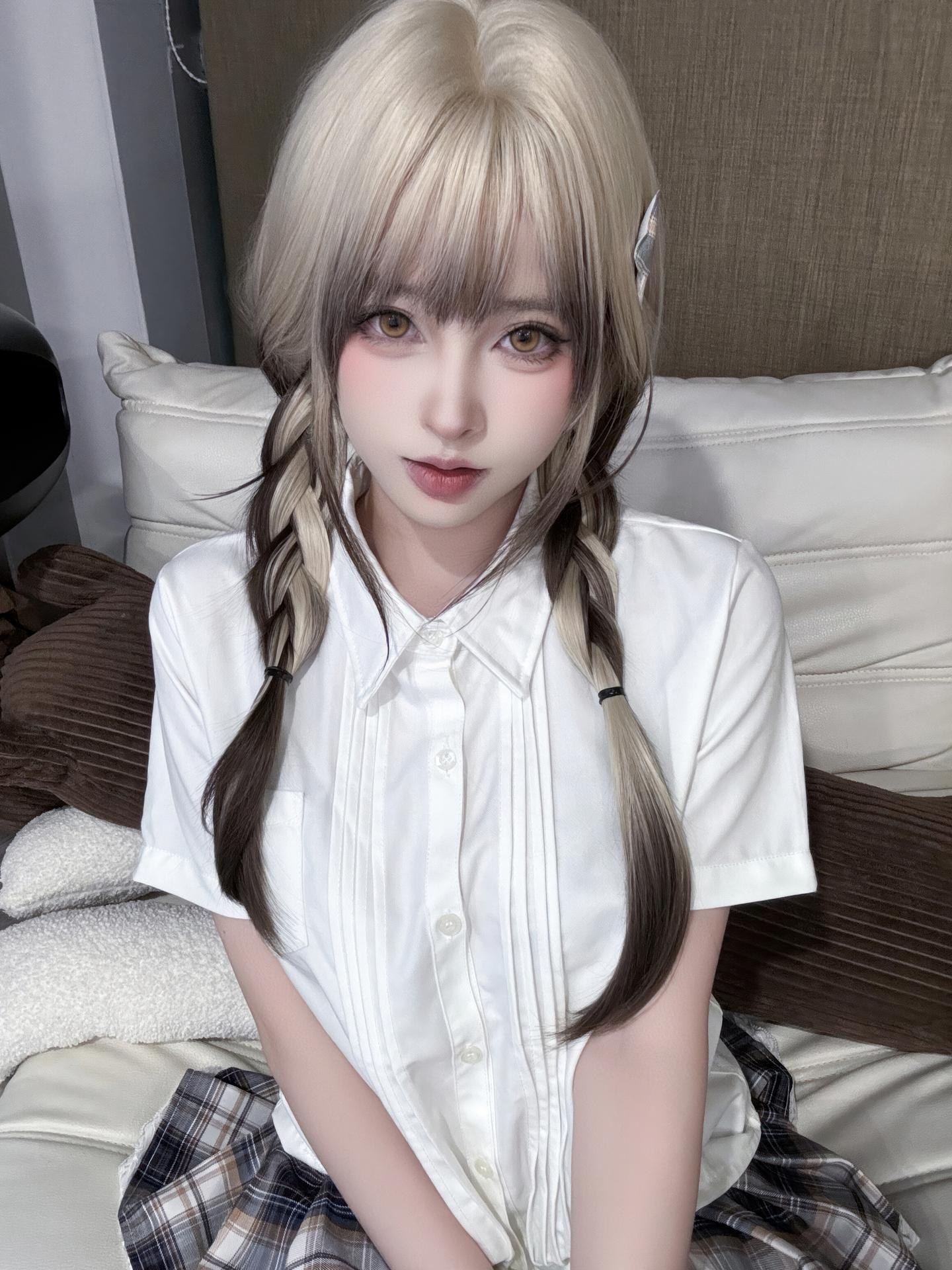 [私房] Shimizu Yuno - 白シャツと白ストッキング写真 55P1V