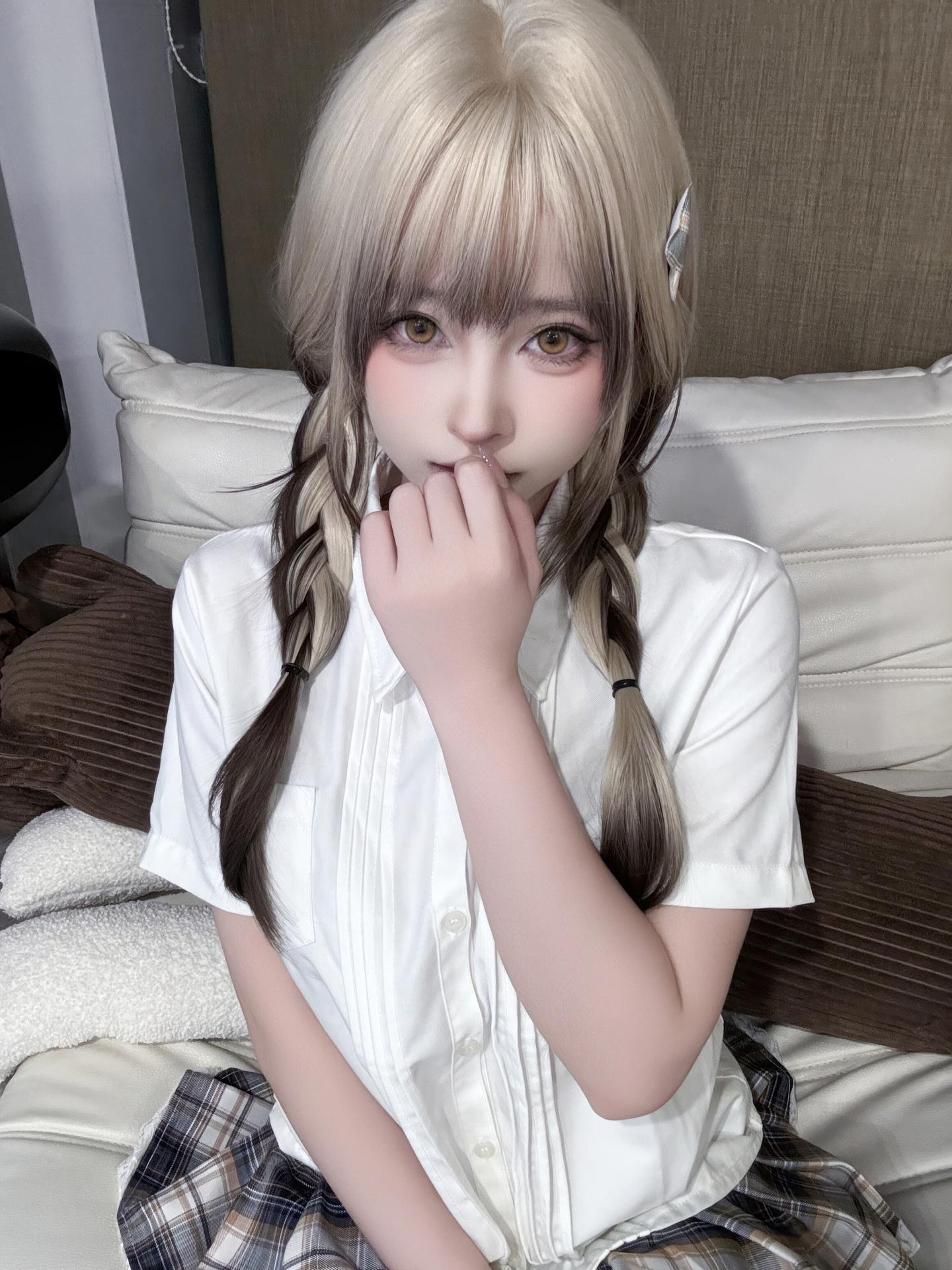 [私房] Shimizu Yuno - 白シャツと白ストッキング写真 55P1V