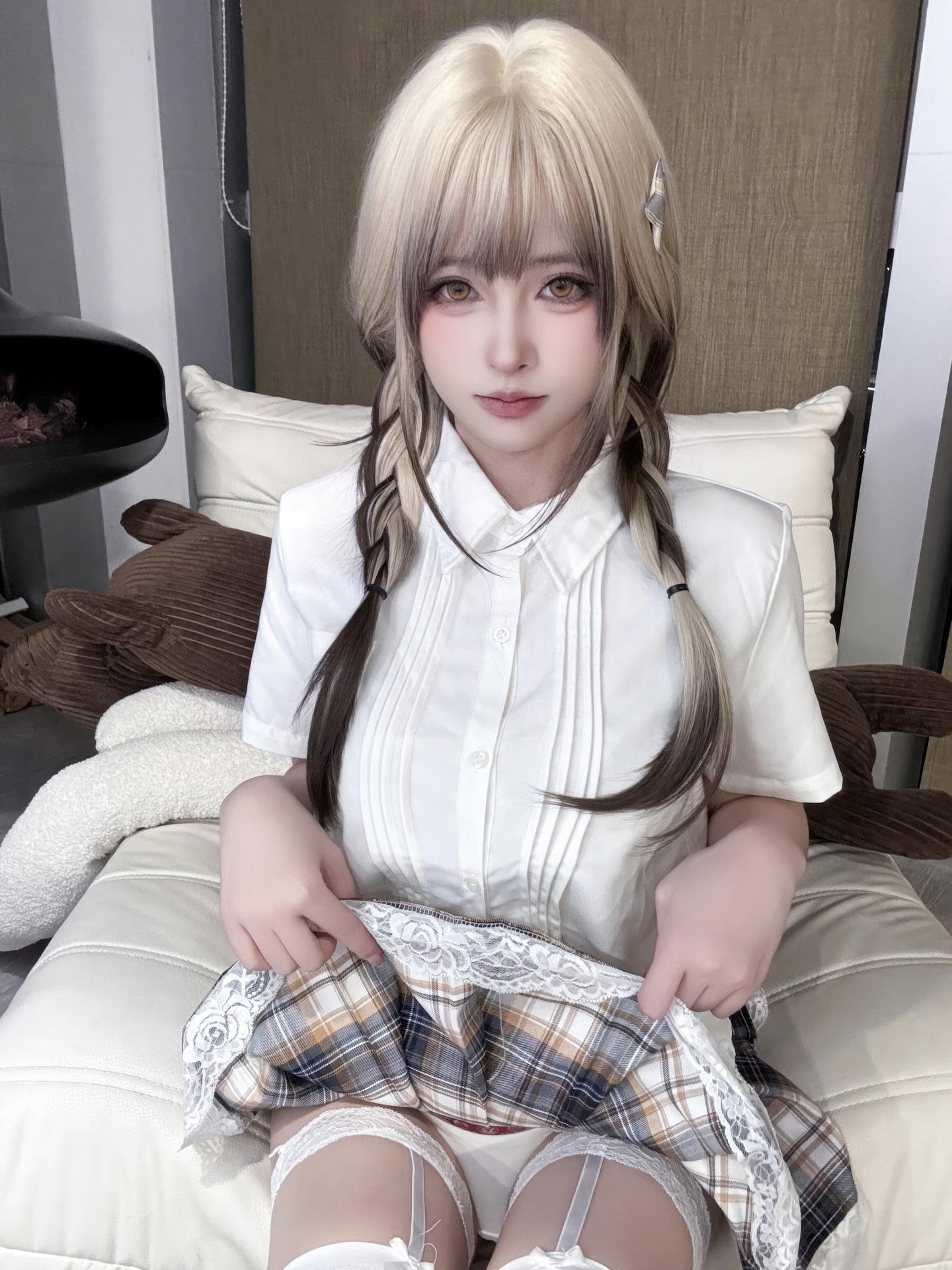 [私房] Shimizu Yuno - 白シャツと白ストッキング写真 55P1V