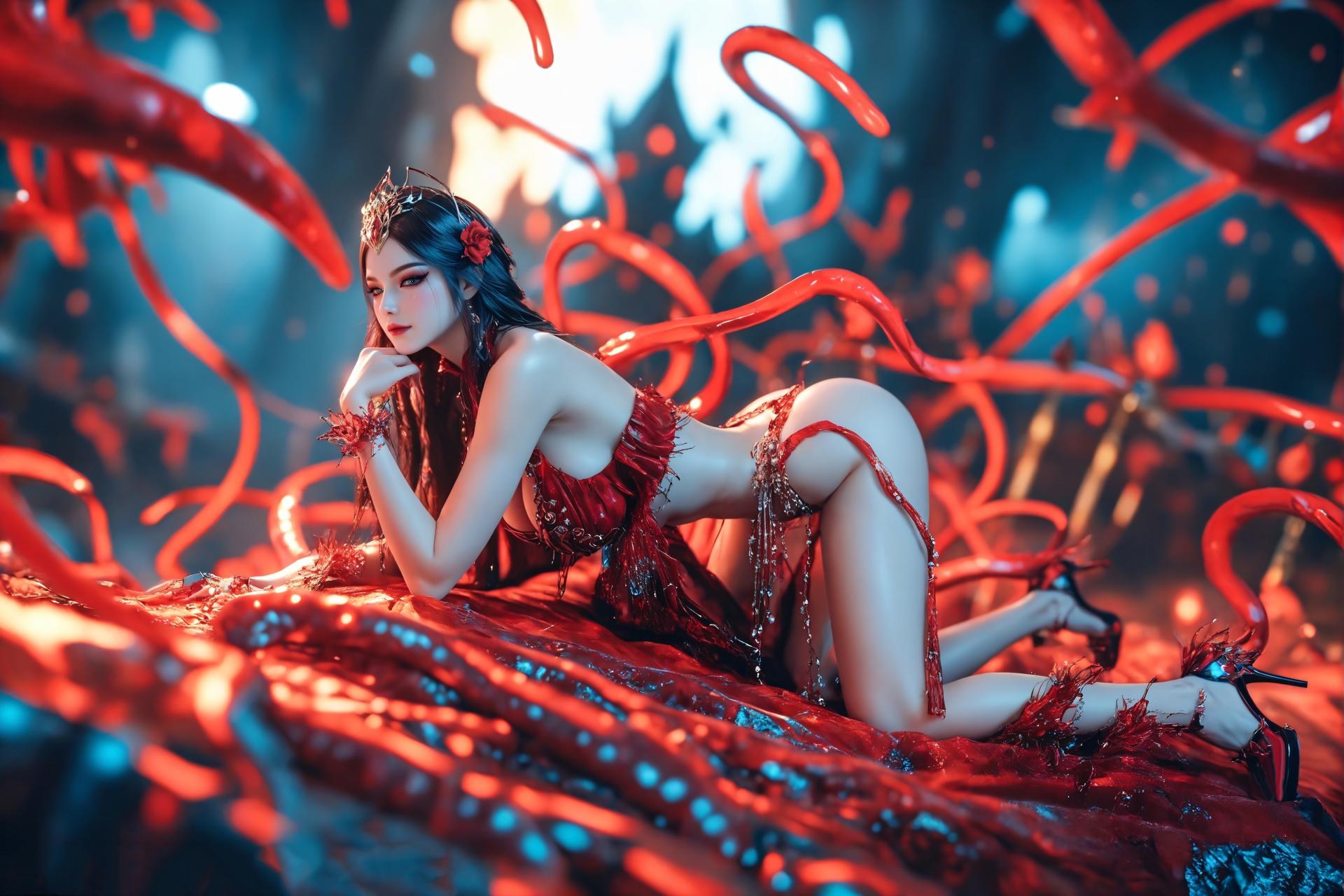 AI Porn - 斗罗大陆 叶夕水：長髮角色寫真古风AI成人向圖集 65P