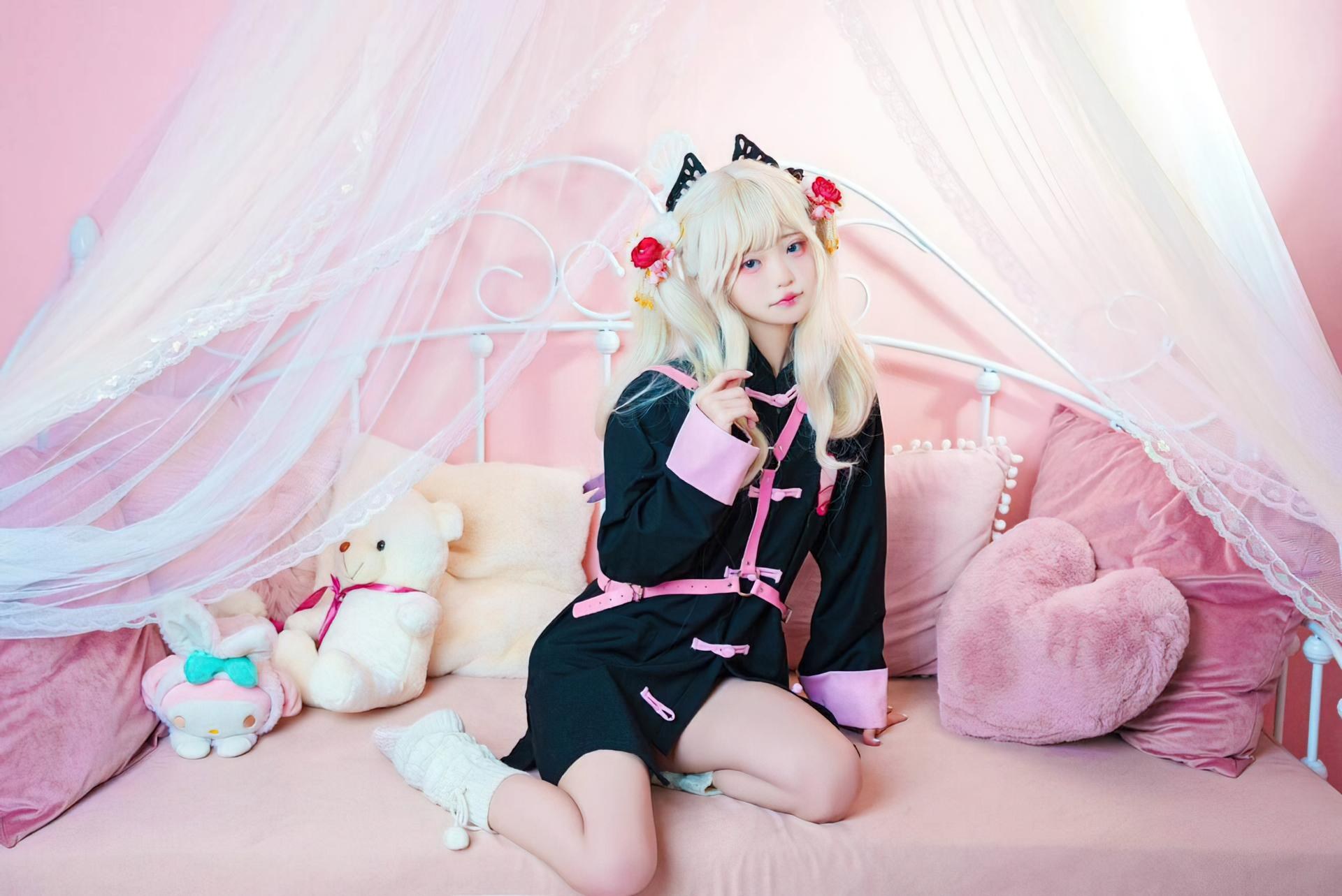 [코스프레] Irisuare(愛莉) - Illya 핑크 침실 고양이귀 의상 34P