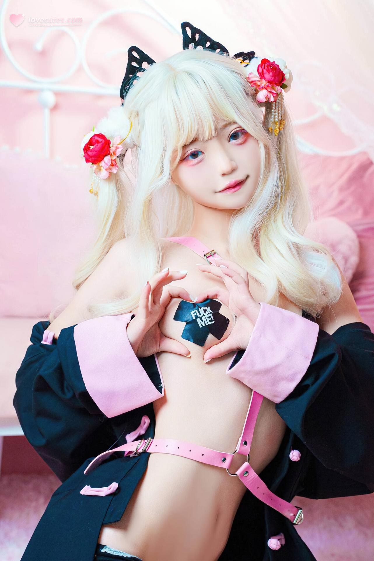 [코스프레] Irisuare(愛莉) - Illya 핑크 침실 고양이귀 의상 34P