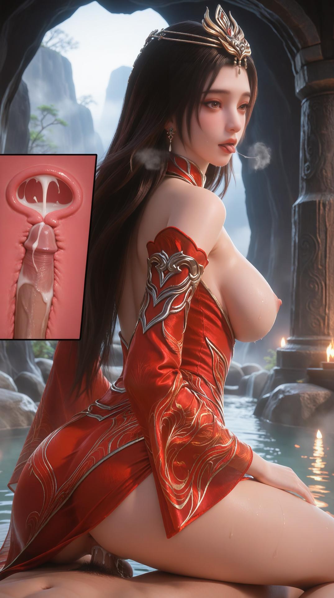 AI Porn - 红衣尸王 雨馨 赤い衣装 キャラクター画像集 ロングヘア AI画像ギャラリー 106P9V