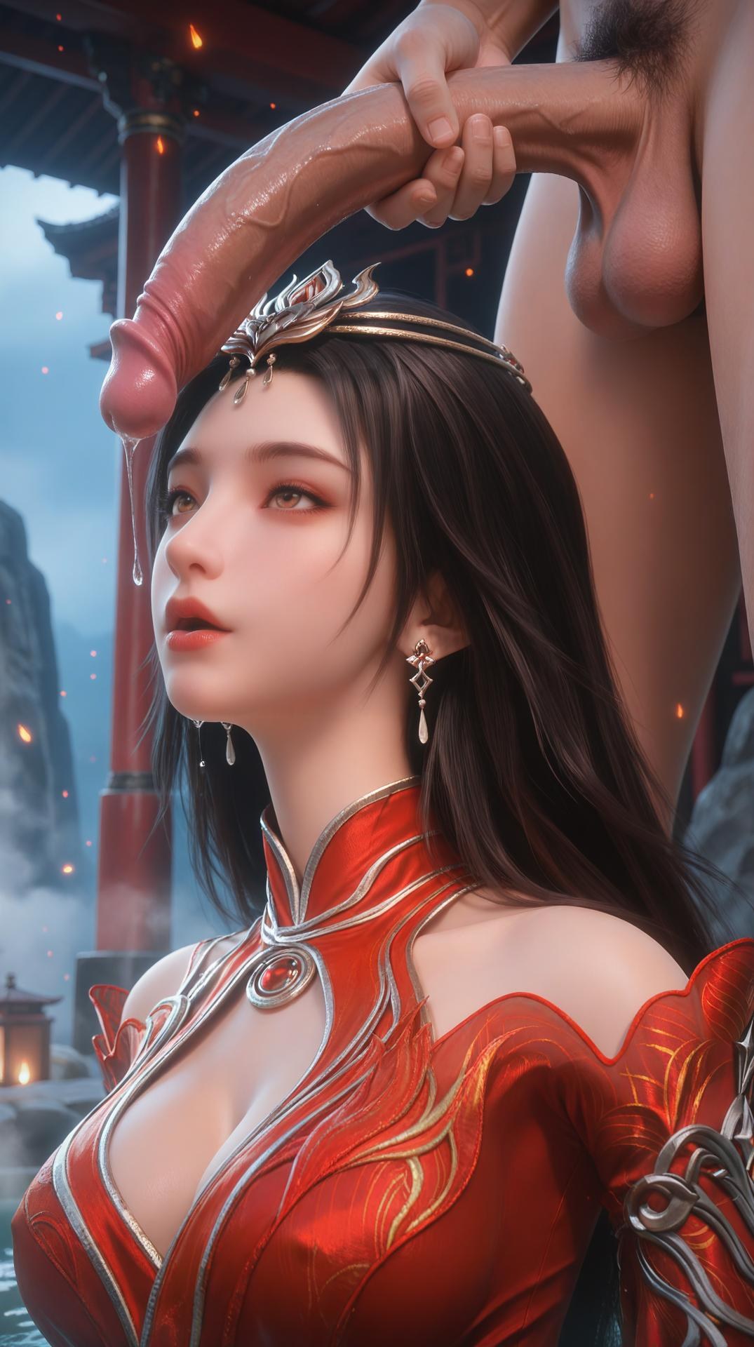 AI Porn - Red-Robed Corpse King Yuxin red outfit character gallery long hair AI Adult Gallery 106P9V