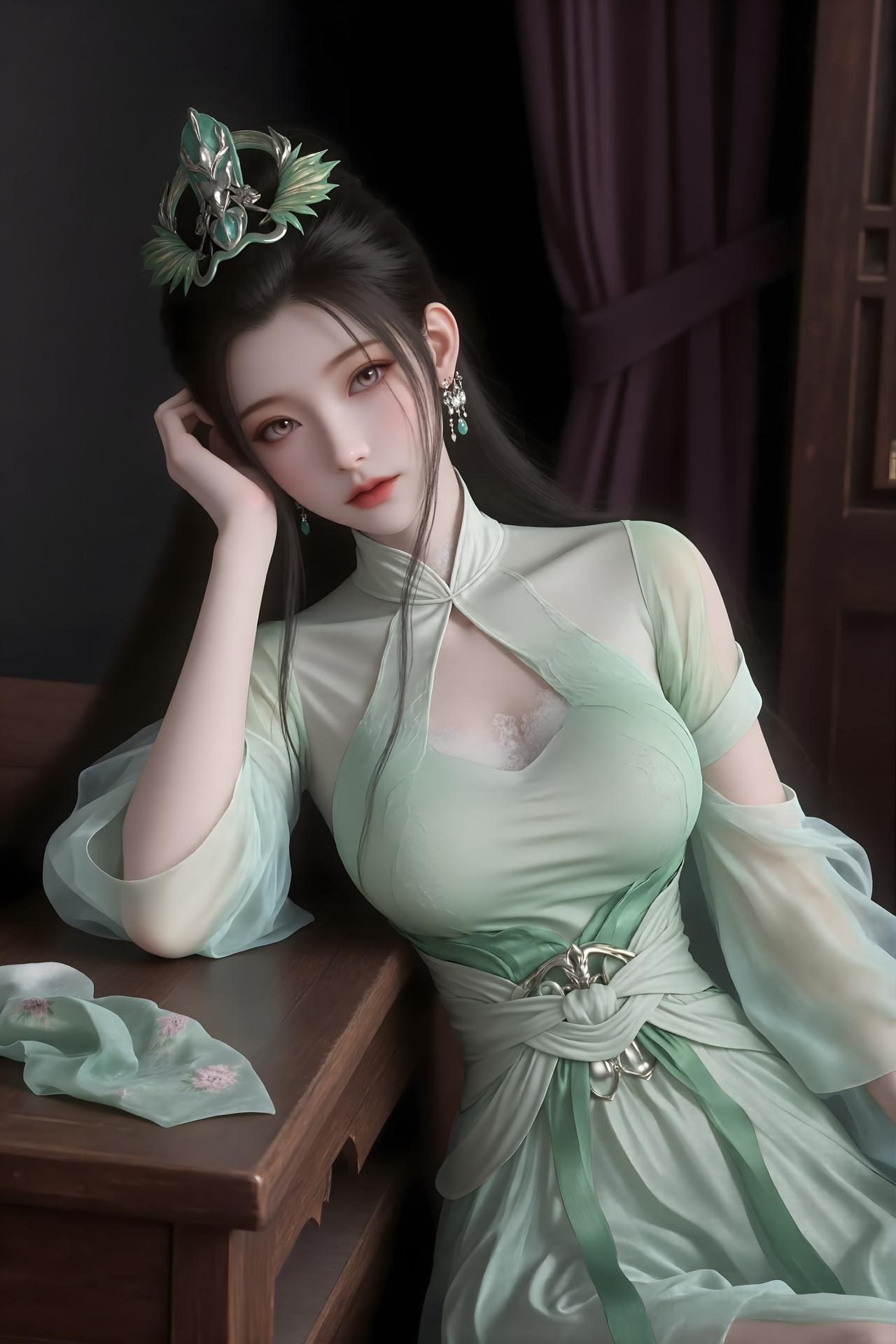 AI Porn - Lu Jiajia fantasy hanfu character gallery long hair AI Adult Gallery 61P
