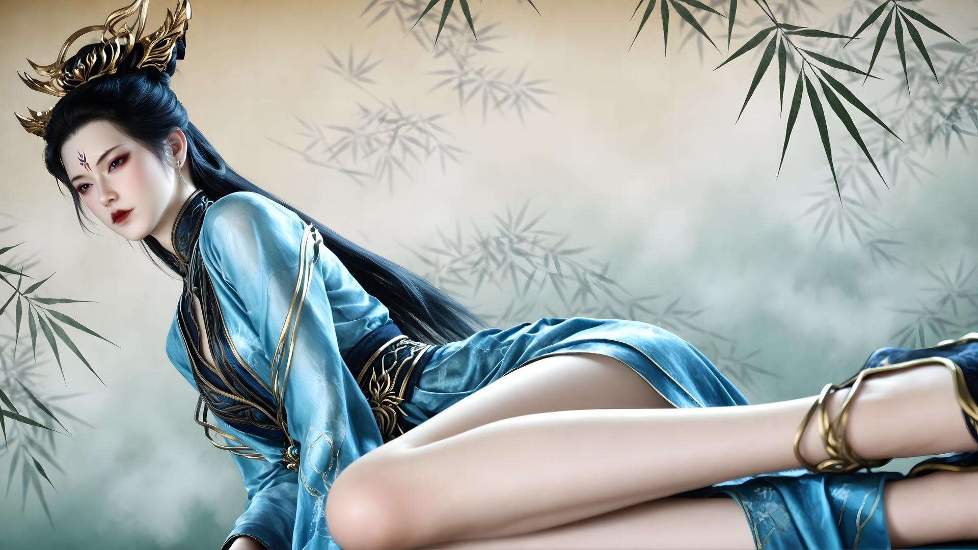AI Porn - Qiu Dieyi fantasy hanfu character gallery long hair AI Adult Gallery 71P