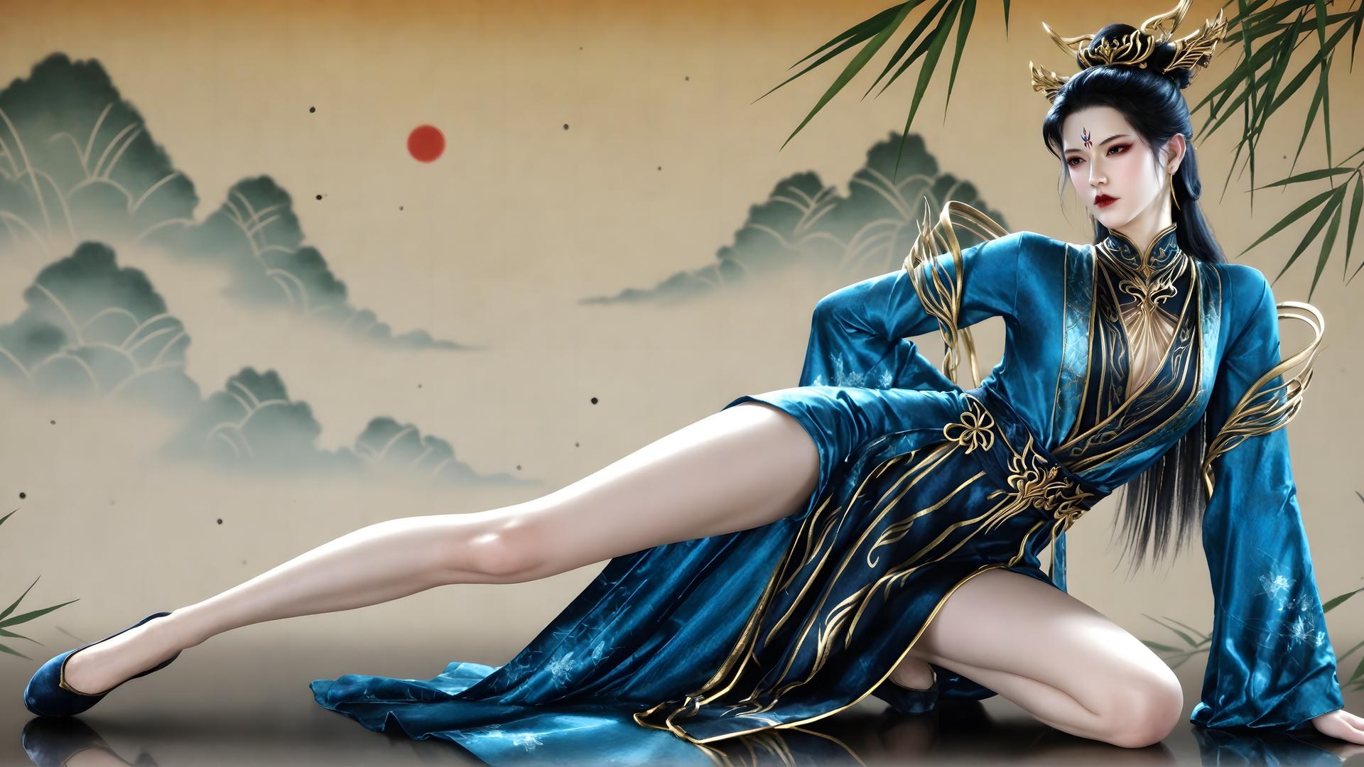 AI Porn - 裘蝶衣：古风角色写真长发AI成人向图集 71P