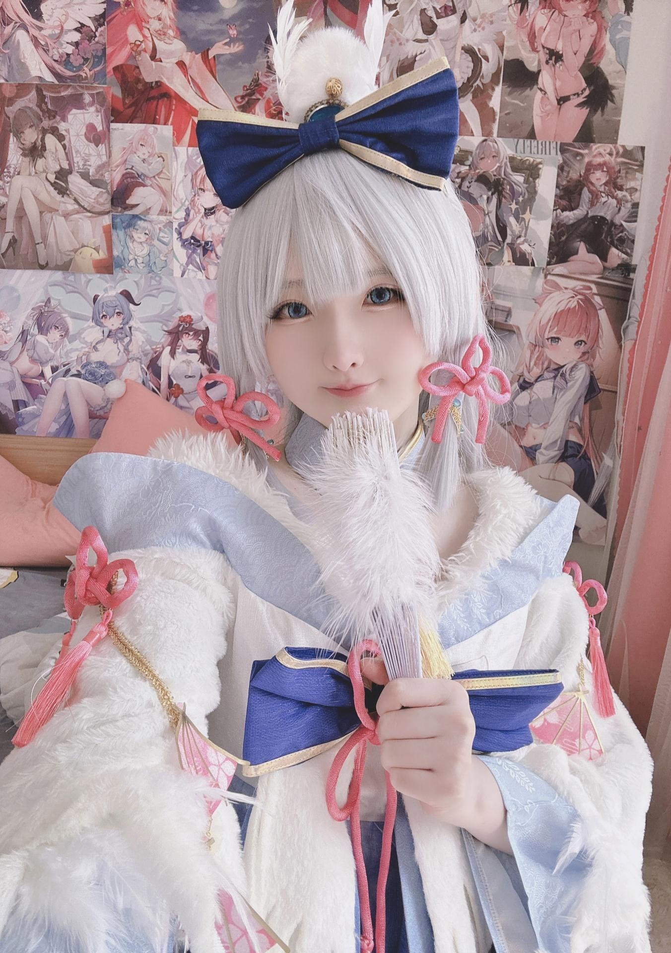 [cosplay] 習呆呆 - 神里綾華白鷺：白絲大尺度露點角色還原 19P6G2V