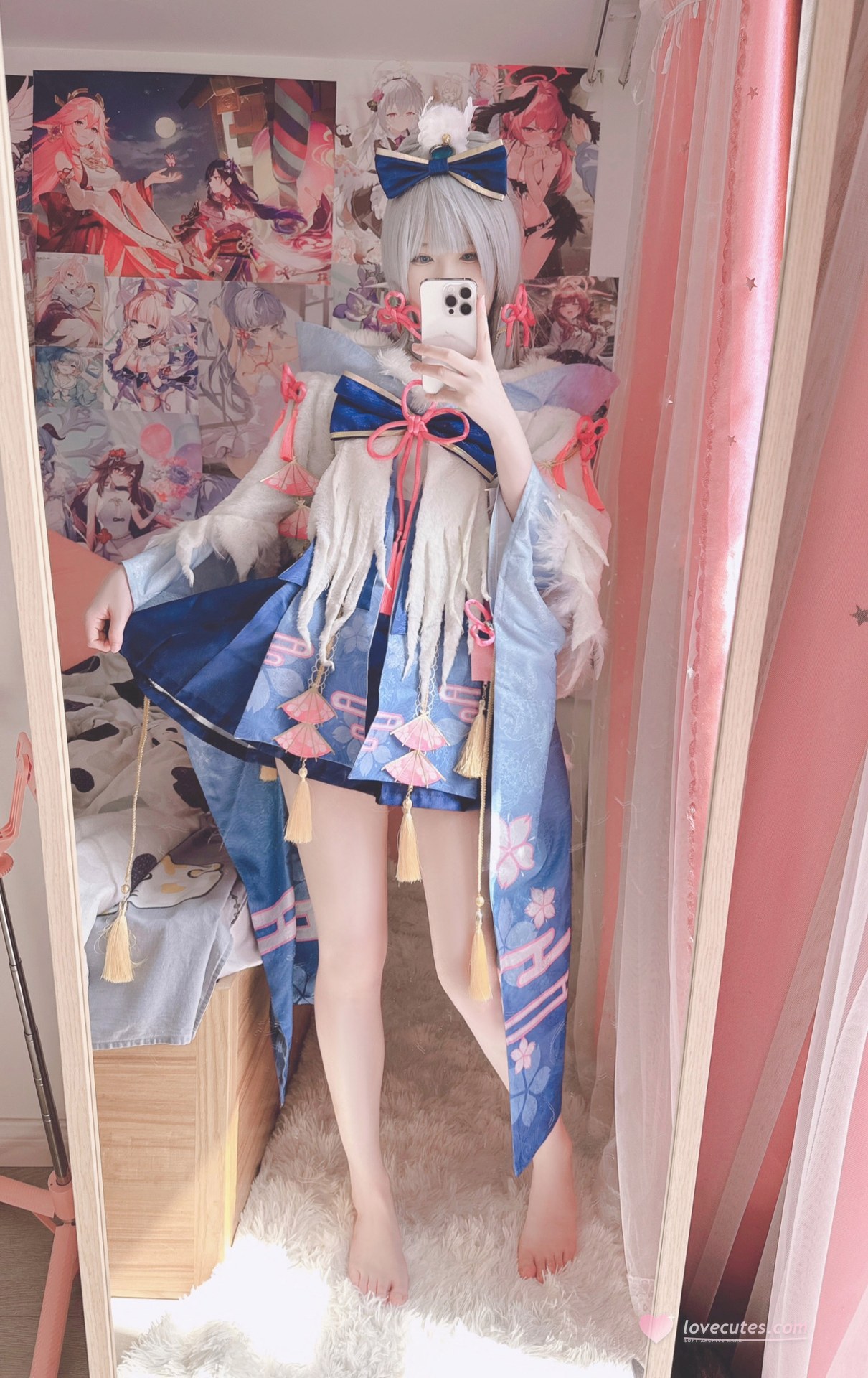 [cosplay] 習呆呆 - 神里綾華白鷺：白絲大尺度露點角色還原 19P6G2V