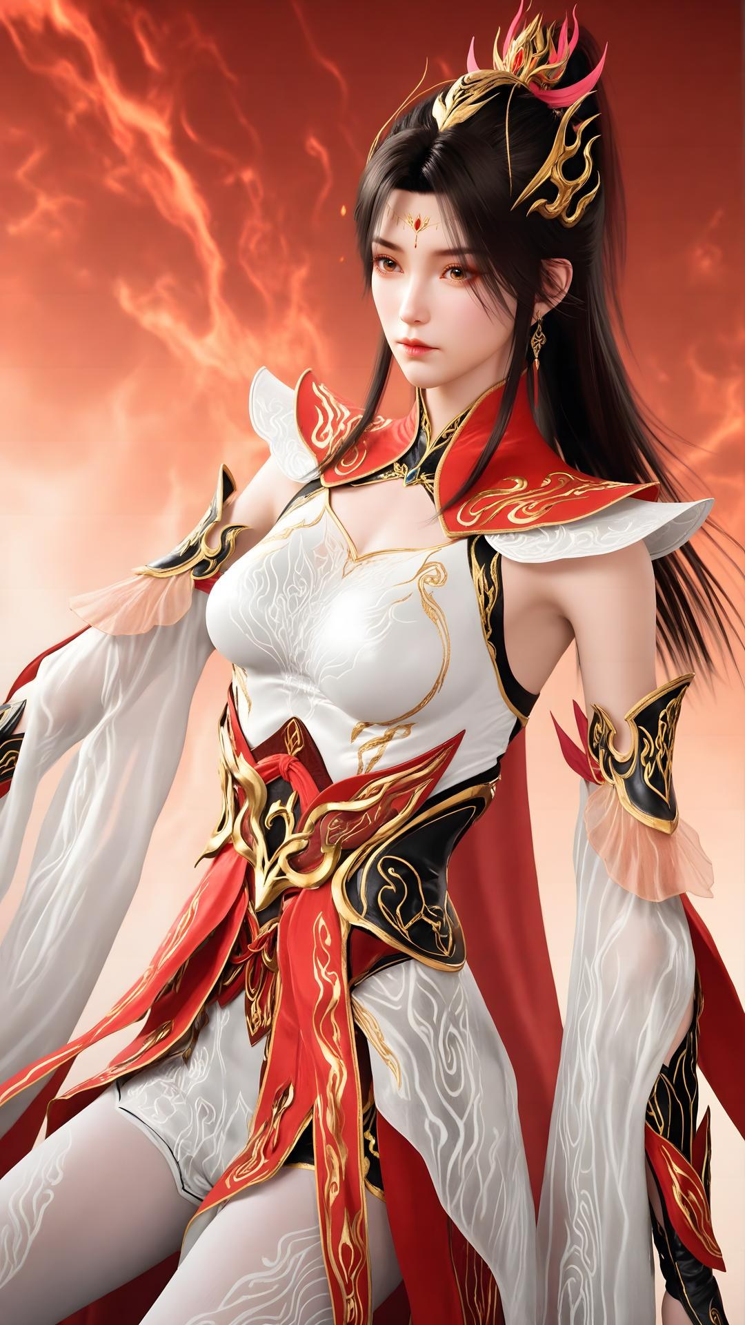 AI Generated Anime Girl - 大主宰 蕭瀟：紅白禮裝白絲角色圖集 70P
