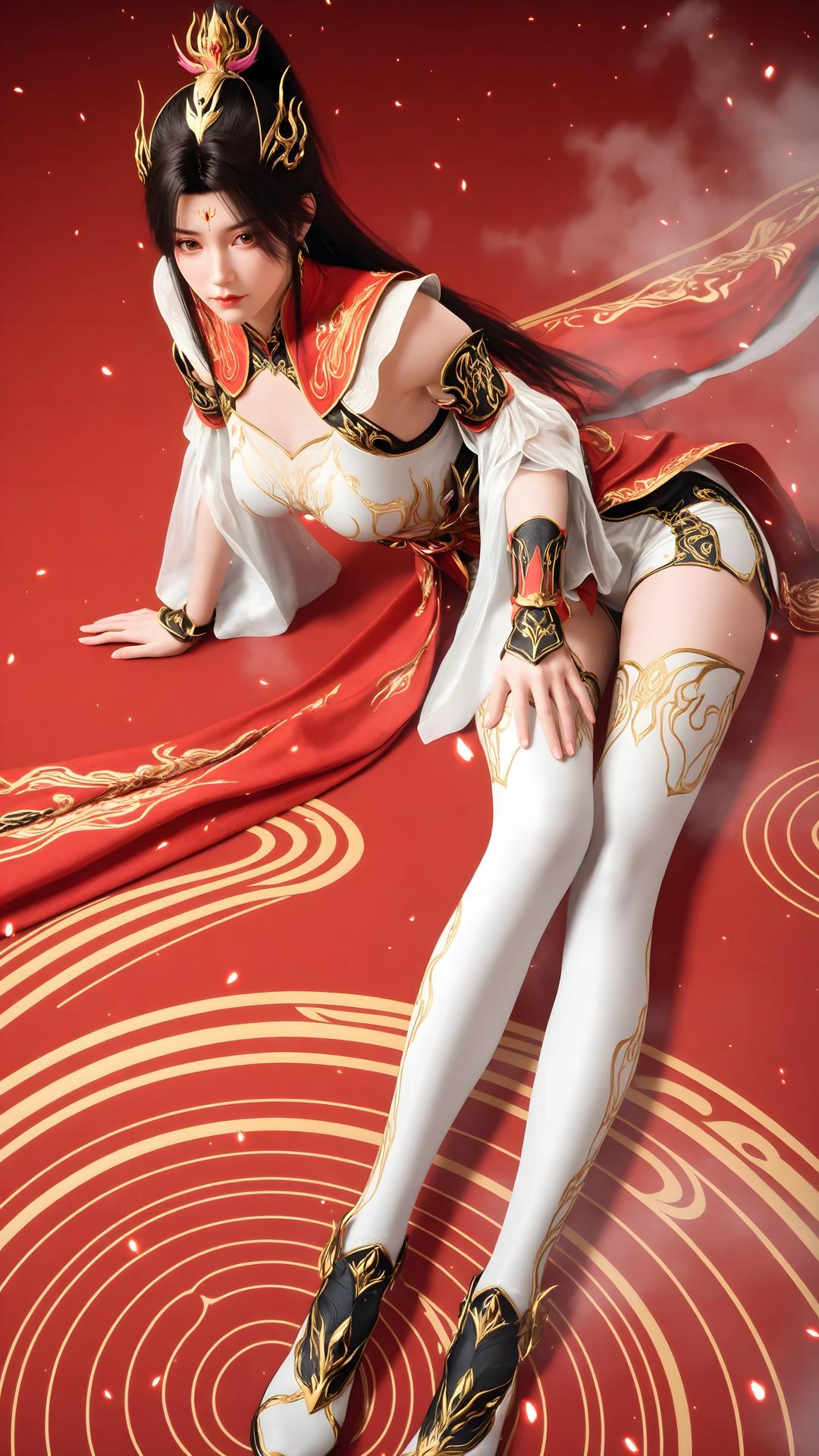 AI Generated Anime Girl - 大主宰 蕭瀟：紅白禮裝白絲角色圖集 70P