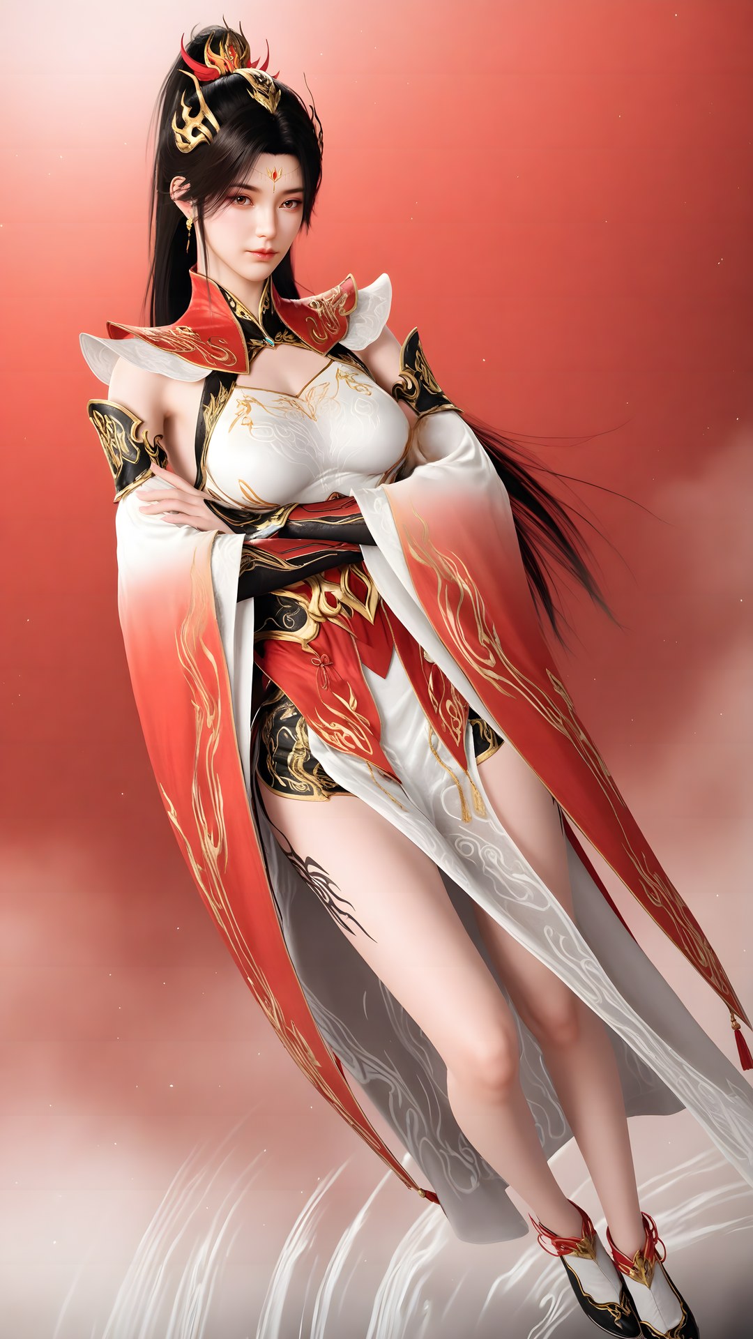AI Generated Anime Girl - 大主宰 蕭瀟：紅白禮裝白絲角色圖集 70P