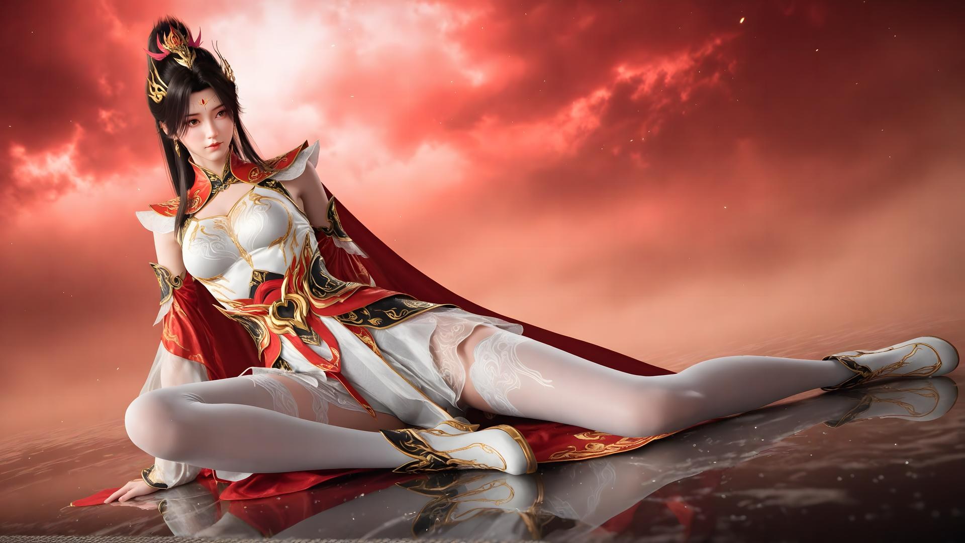 AI Generated Anime Girl - 대주재 샤오샤오 화이트 스타킹 갤러리 70P