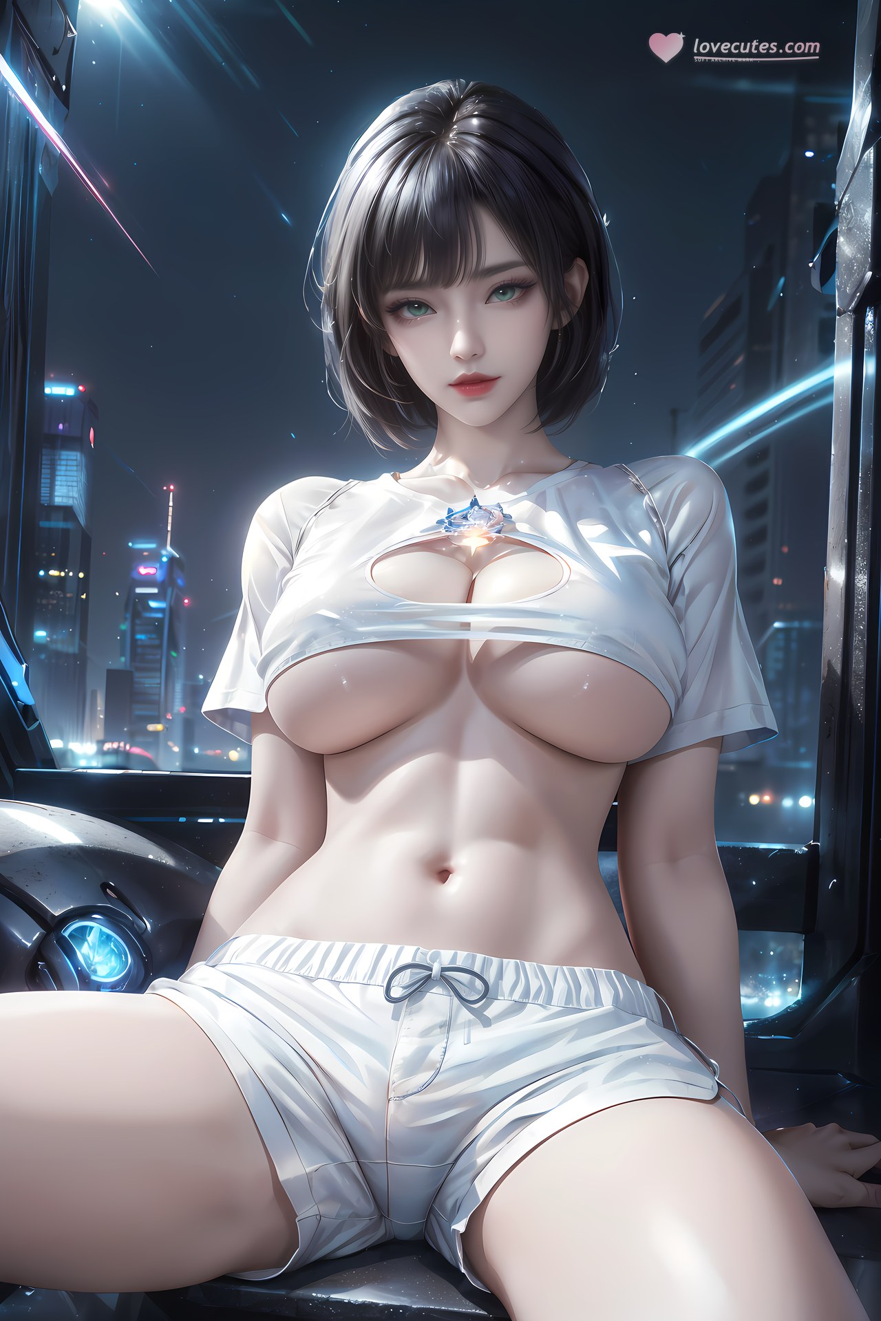 AI Generated Anime Girl - 姬青 メカボディスーツ都市夜景画像集 77P