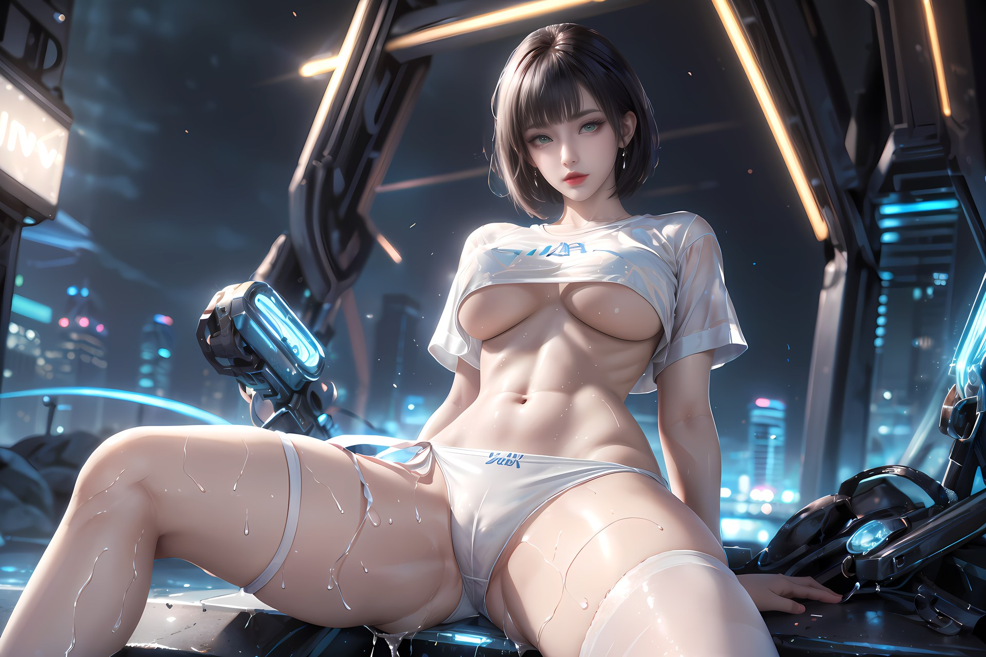 AI Generated Anime Girl - 姬青 メカボディスーツ都市夜景画像集 77P