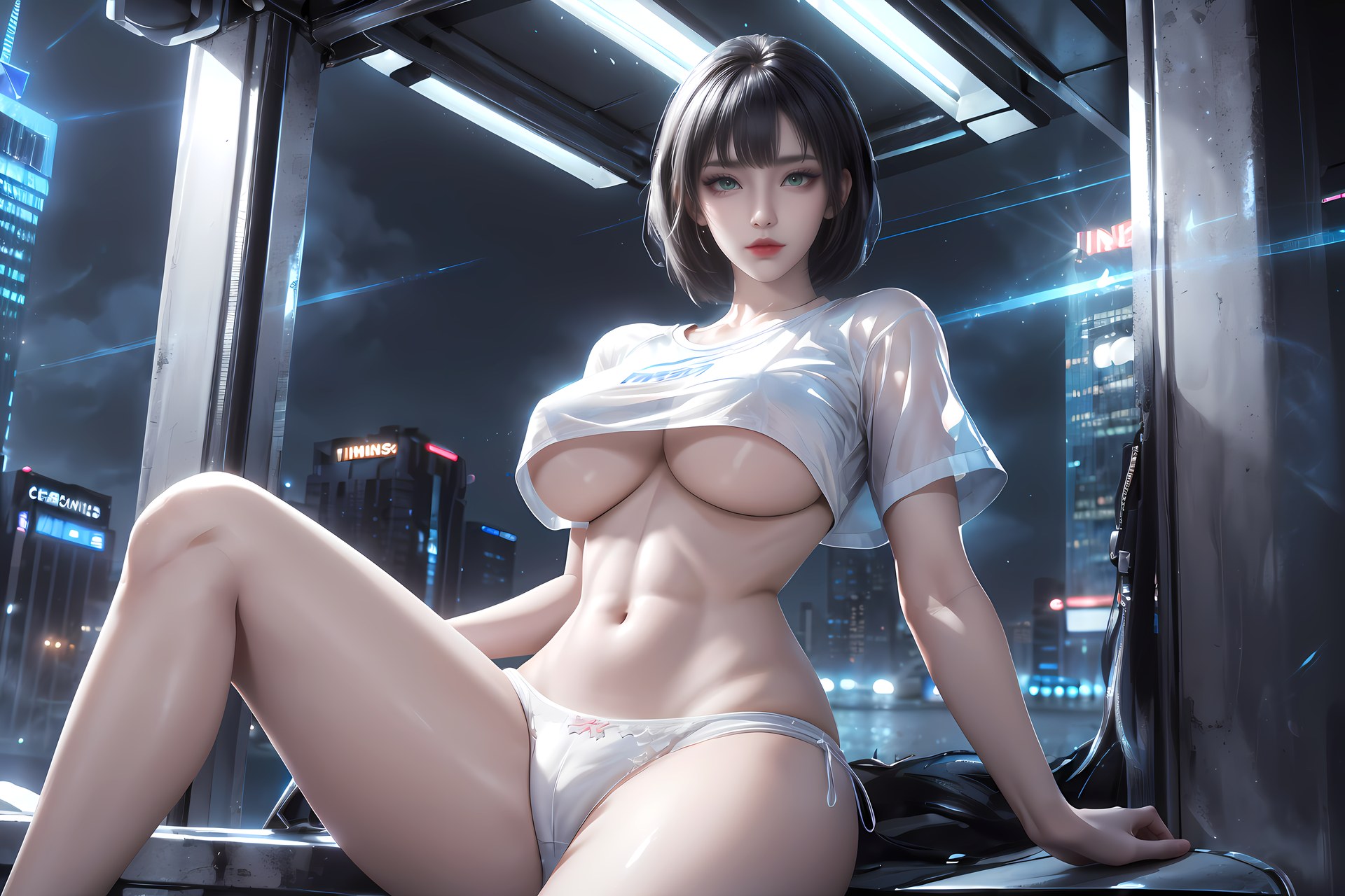 AI Generated Anime Girl - 姬青 メカボディスーツ都市夜景画像集 77P