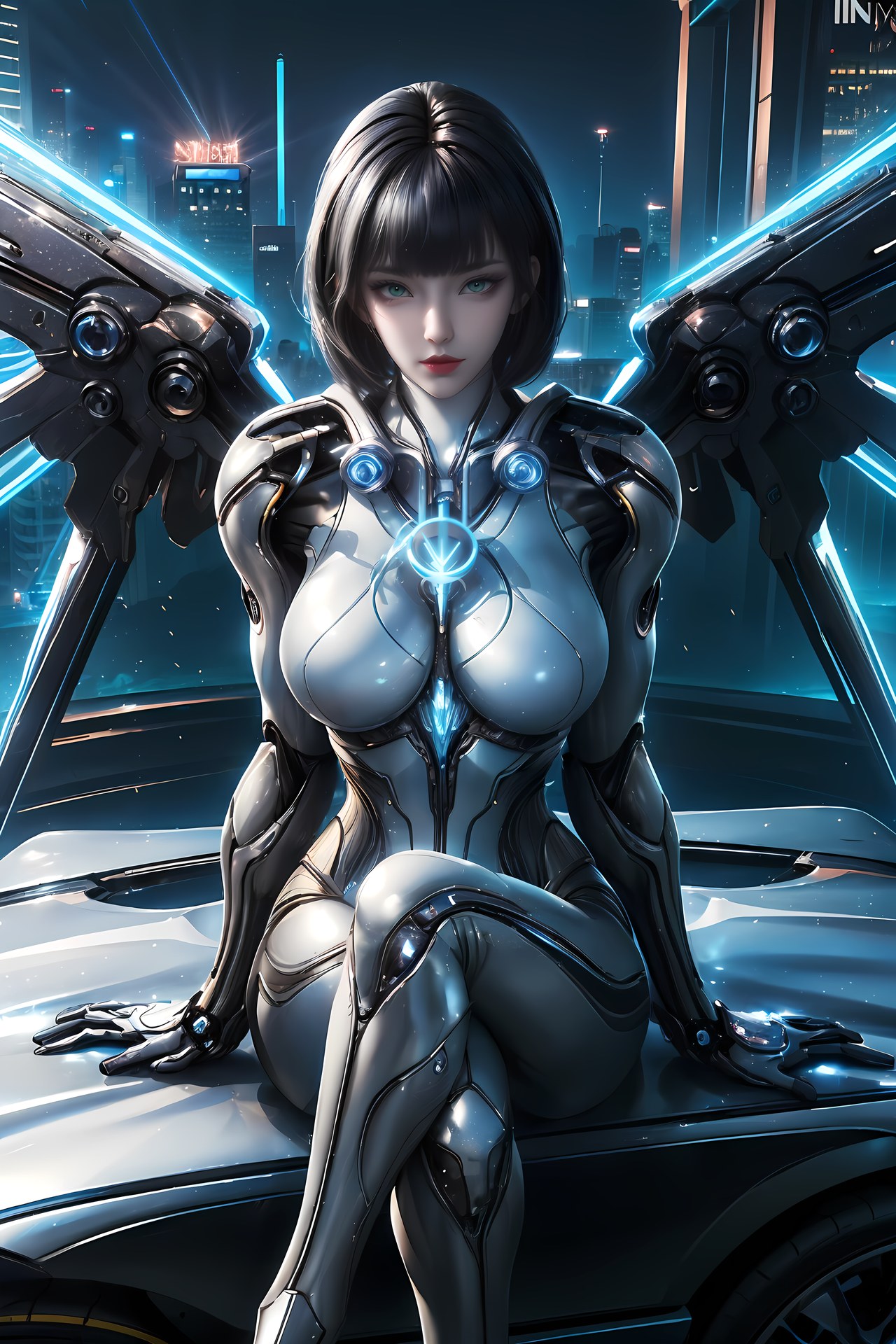 AI Generated Anime Girl - 姬青 メカボディスーツ都市夜景画像集 77P