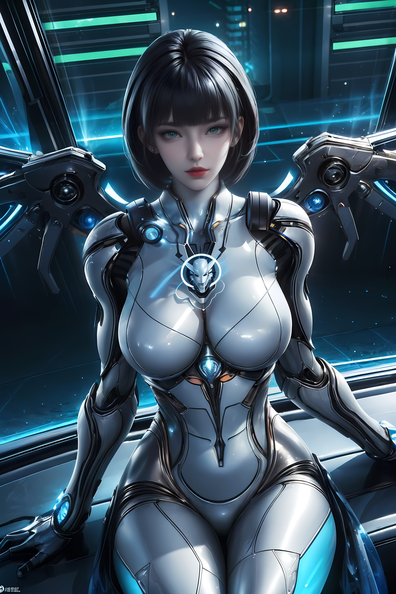 AI Generated Anime Girl - 姬青 メカボディスーツ都市夜景画像集 77P