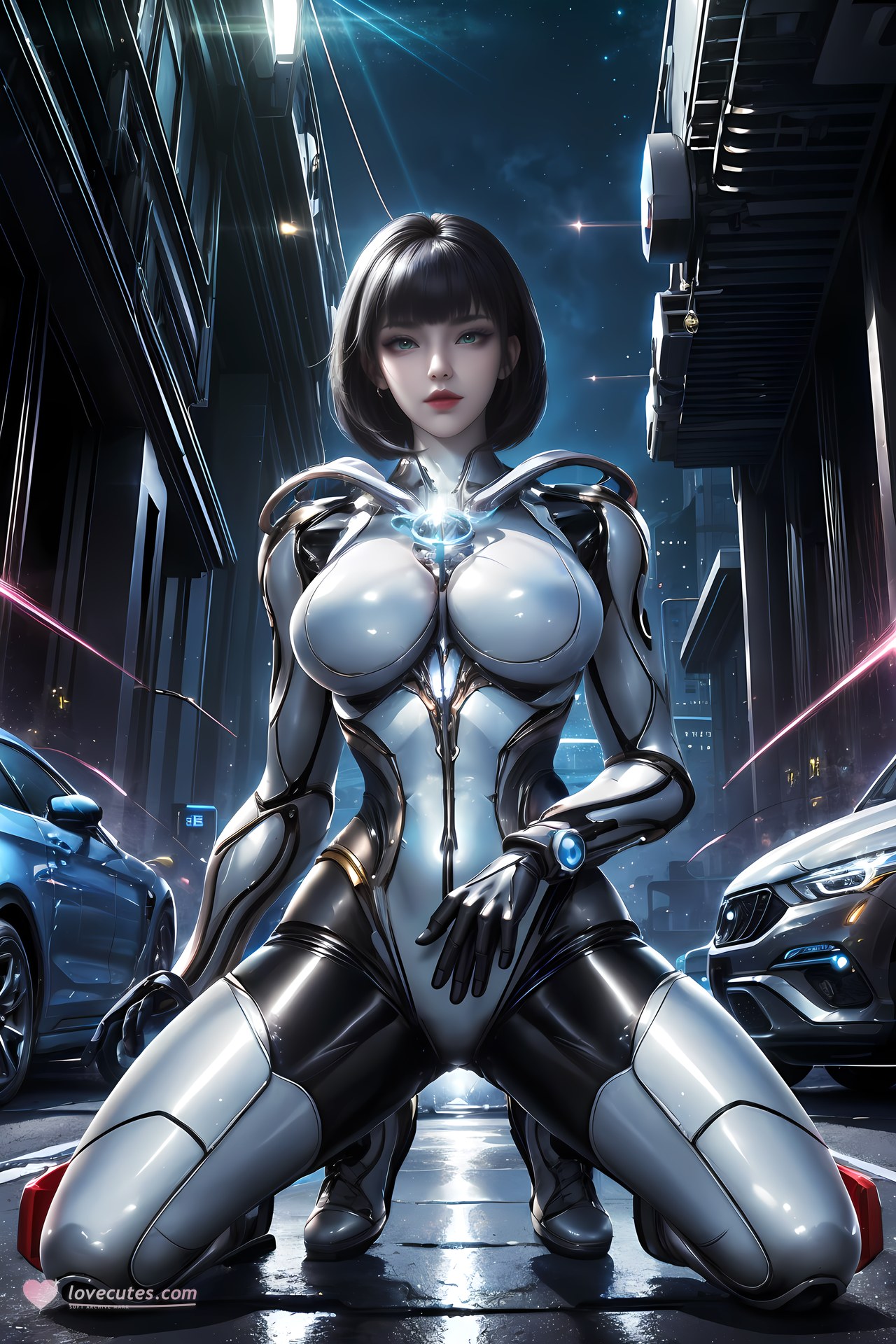 AI Generated Anime Girl - 姬青 メカボディスーツ都市夜景画像集 77P
