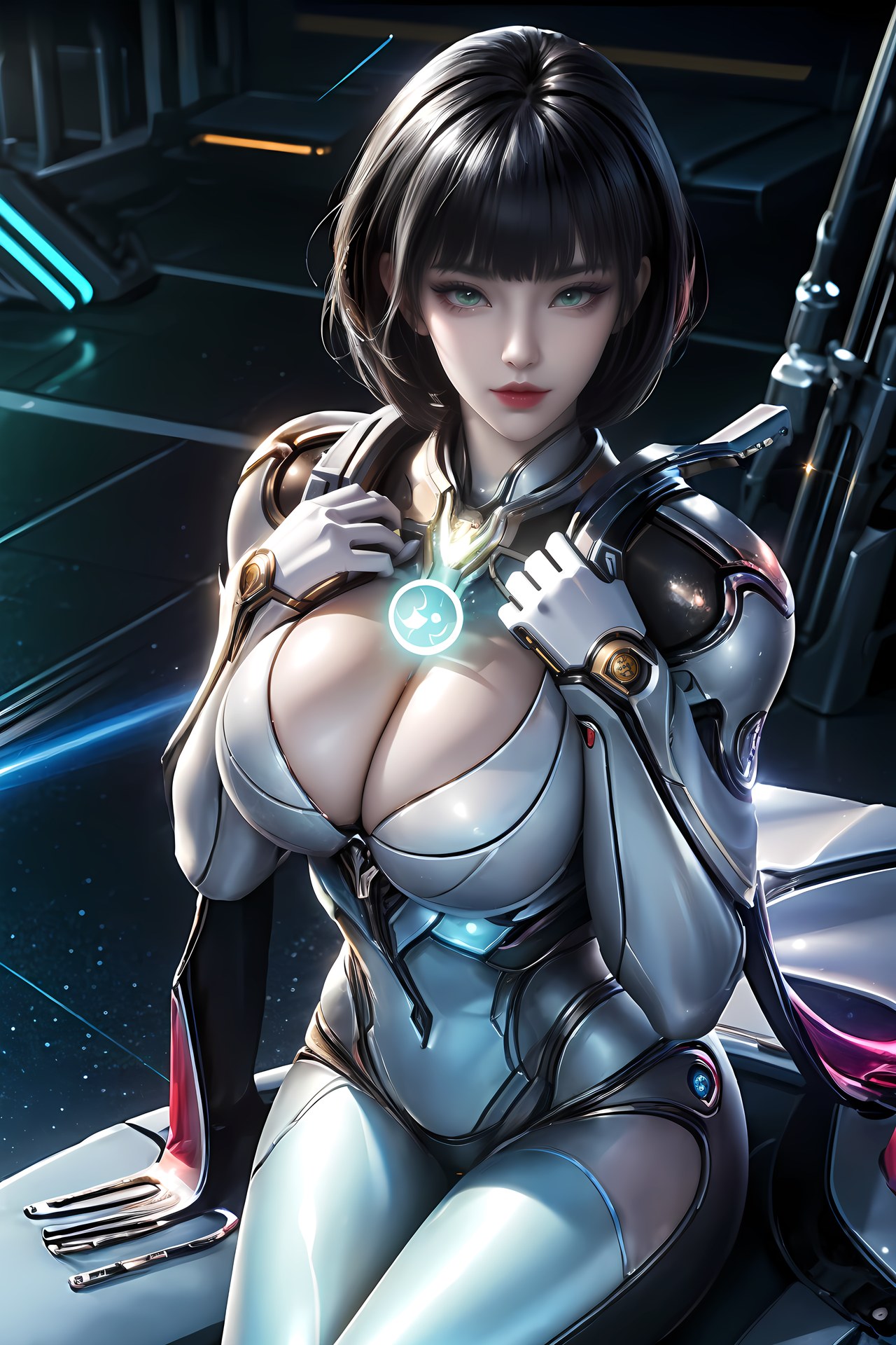 AI Generated Anime Girl - 姬青 メカボディスーツ都市夜景画像集 77P
