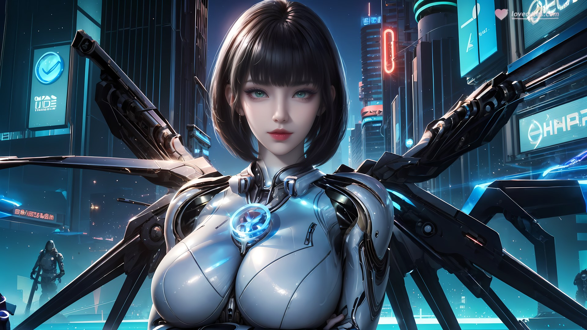 AI Generated Anime Girl - 姬青 メカボディスーツ都市夜景画像集 77P