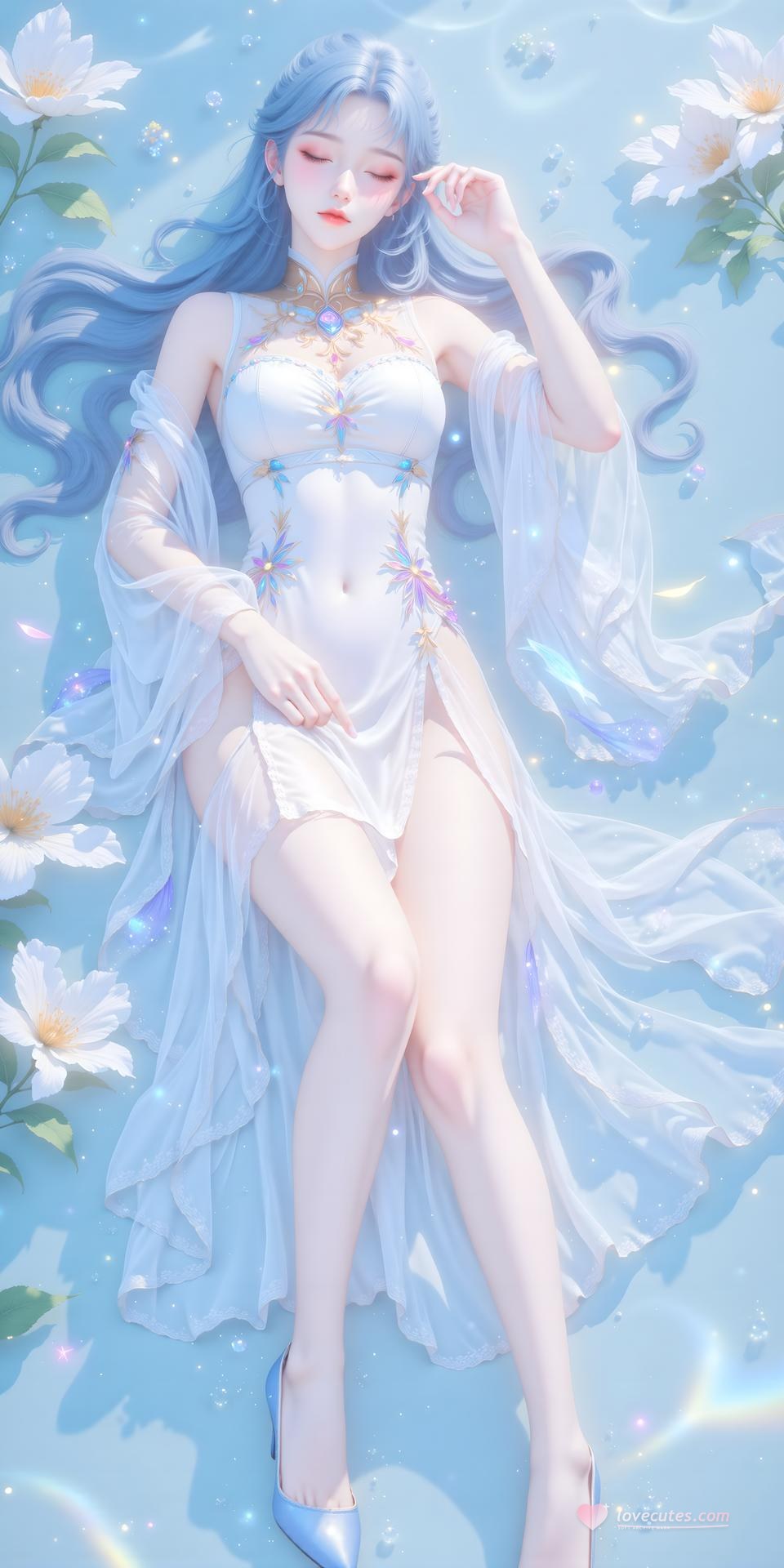 AI Generated Anime Girl - Tang Wutong váy trắng bên nước 24P