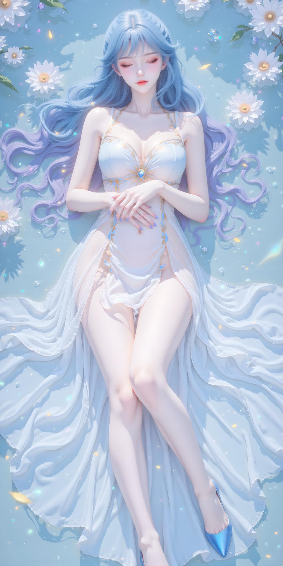 AI Generated Anime Girl - Tang Wutong váy trắng bên nước 24P