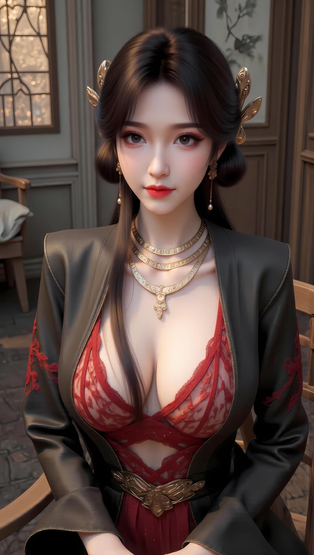 AI Generated Anime Girl - 梅凝 赤紫ランジェリー水着画像集 83P