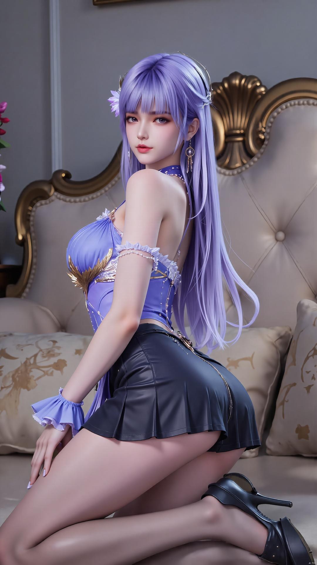 AI Generated Anime Girl - Throne of Seal Cai'er ยูนิฟอร์มถุงน่องดำ 72P