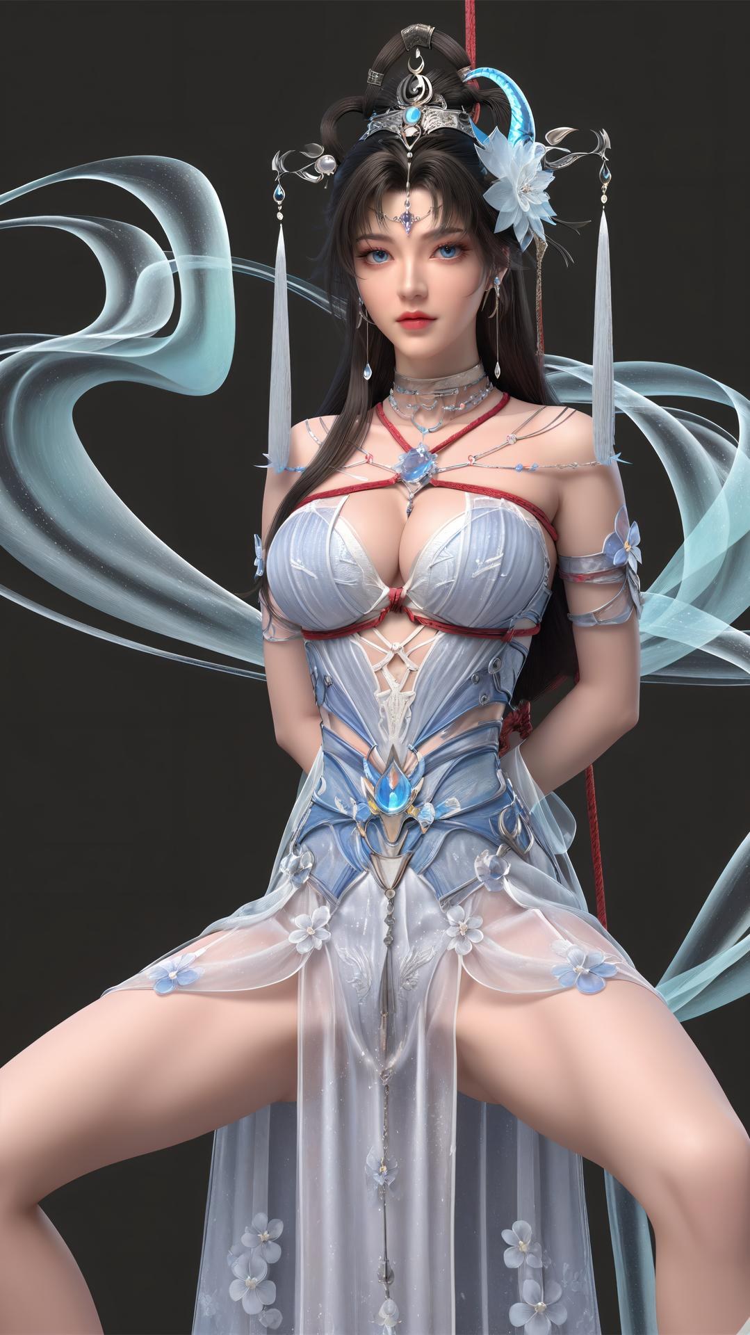 AI Generated Anime Girl - パーフェクトワールド邀月公主 白青仙女ドレス湖畔白スト画像集 上篇 250P