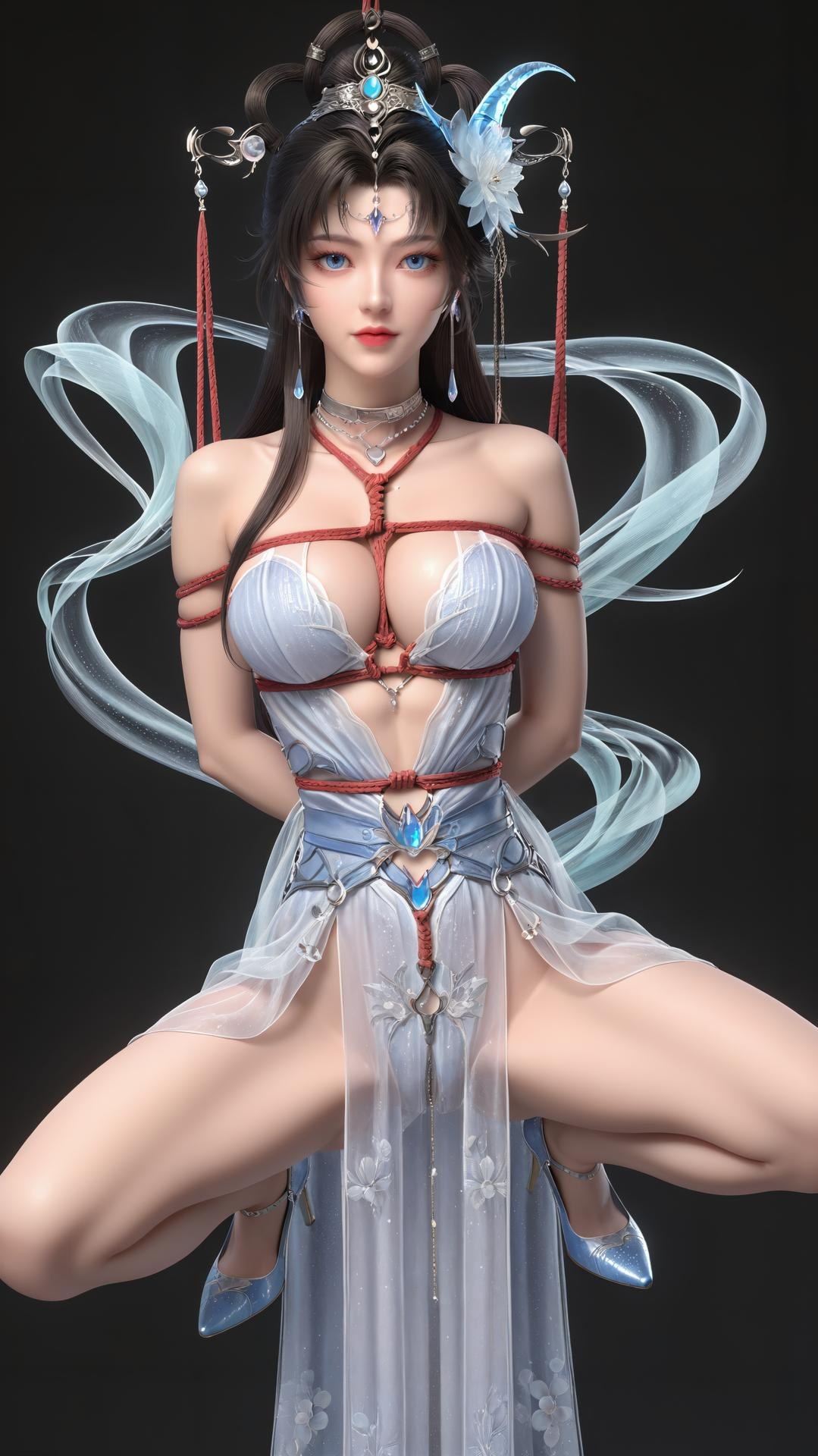 AI Generated Anime Girl - パーフェクトワールド邀月公主 白青仙女ドレス湖畔白スト画像集 上篇 250P