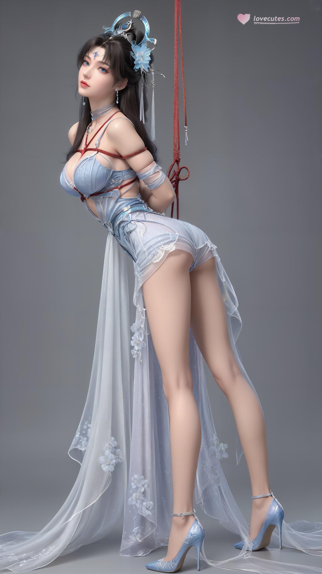 AI Generated Anime Girl - パーフェクトワールド邀月公主 白青仙女ドレス湖畔白スト画像集 上篇 250P