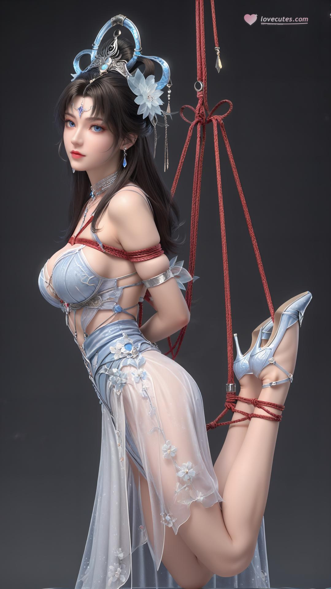 AI Generated Anime Girl - パーフェクトワールド邀月公主 白青仙女ドレス湖畔白スト画像集 上篇 250P