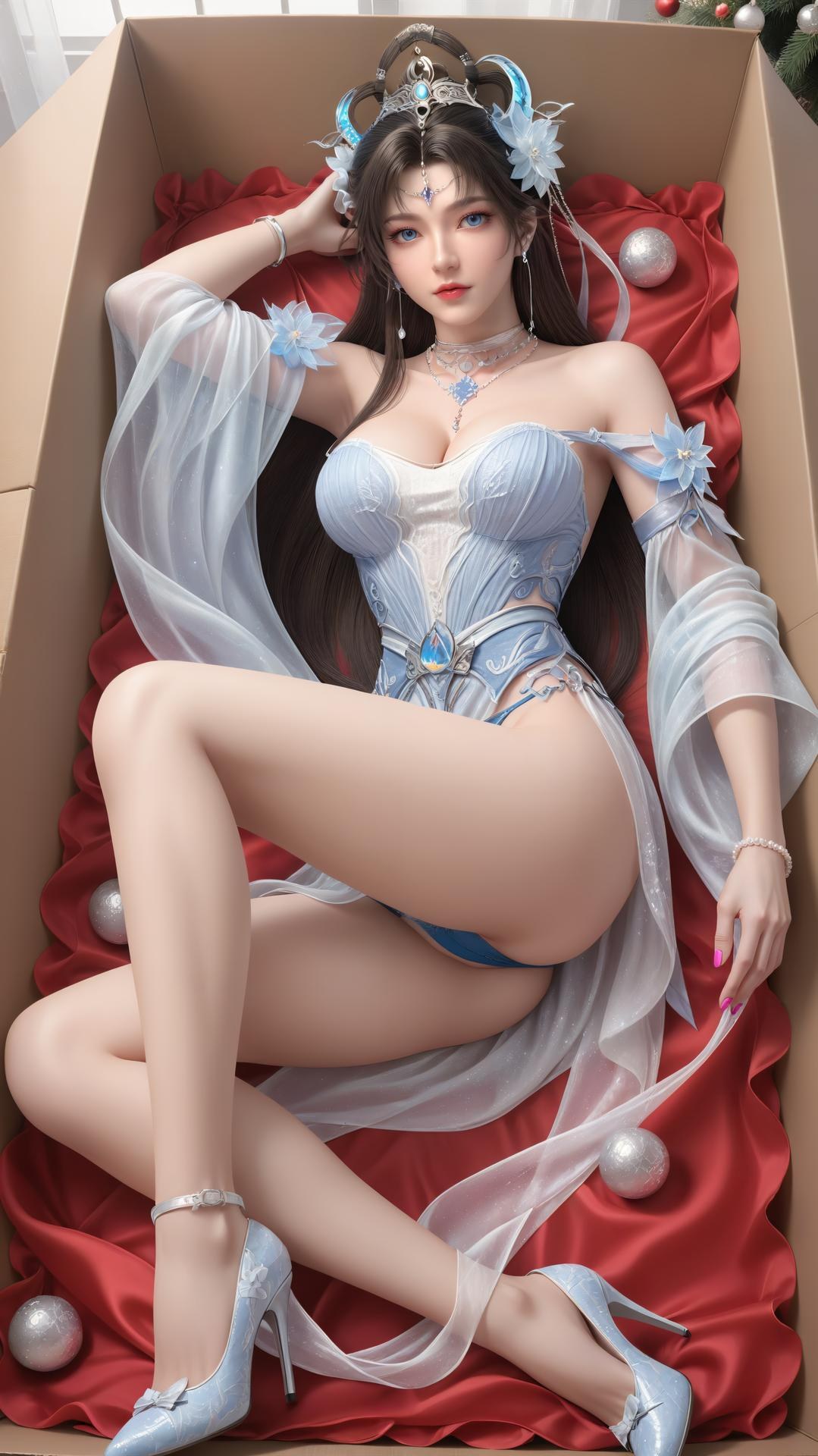 AI Generated Anime Girl - パーフェクトワールド邀月公主 白青仙女ドレス湖畔白スト画像集 上篇 250P