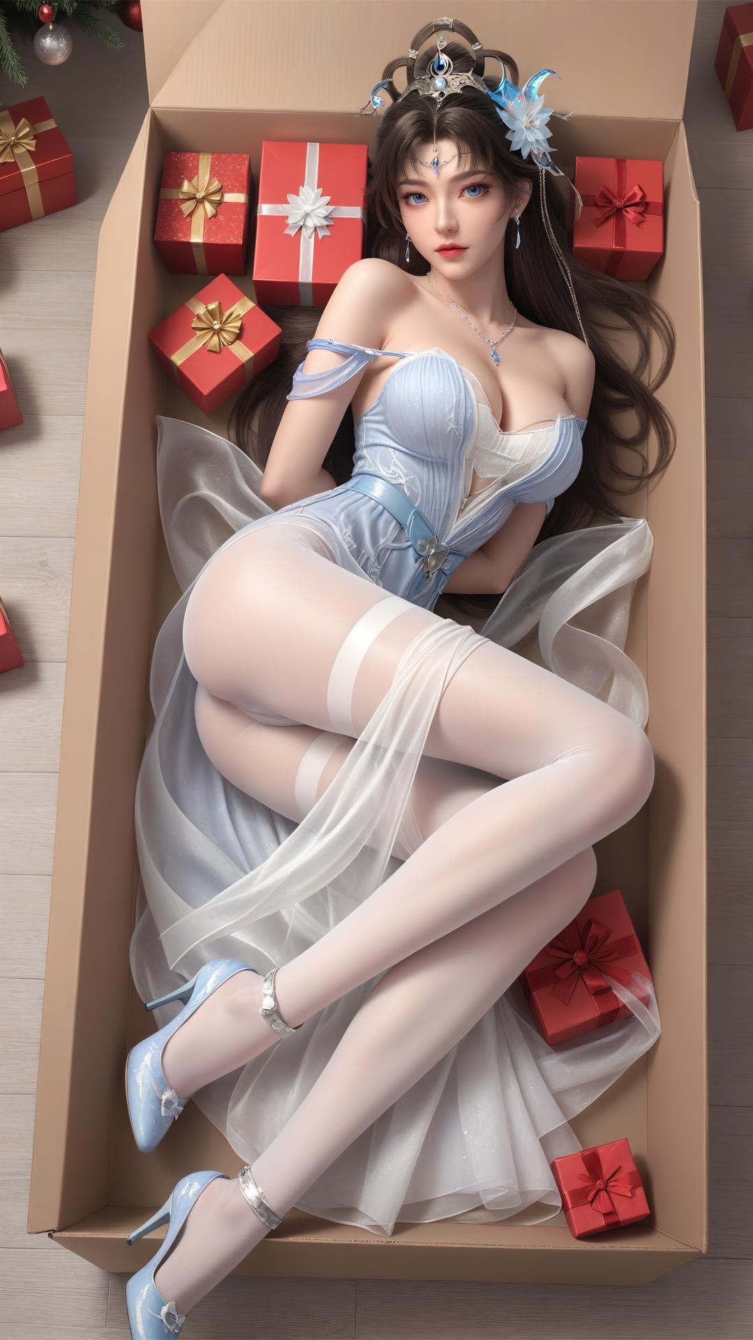 AI Generated Anime Girl - パーフェクトワールド邀月公主 白青仙女ドレス湖畔白スト画像集 上篇 250P