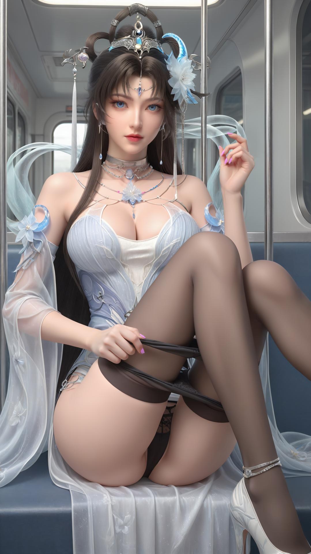 AI Generated Anime Girl - パーフェクトワールド邀月公主 白青仙女ドレス湖畔白スト画像集 上篇 250P
