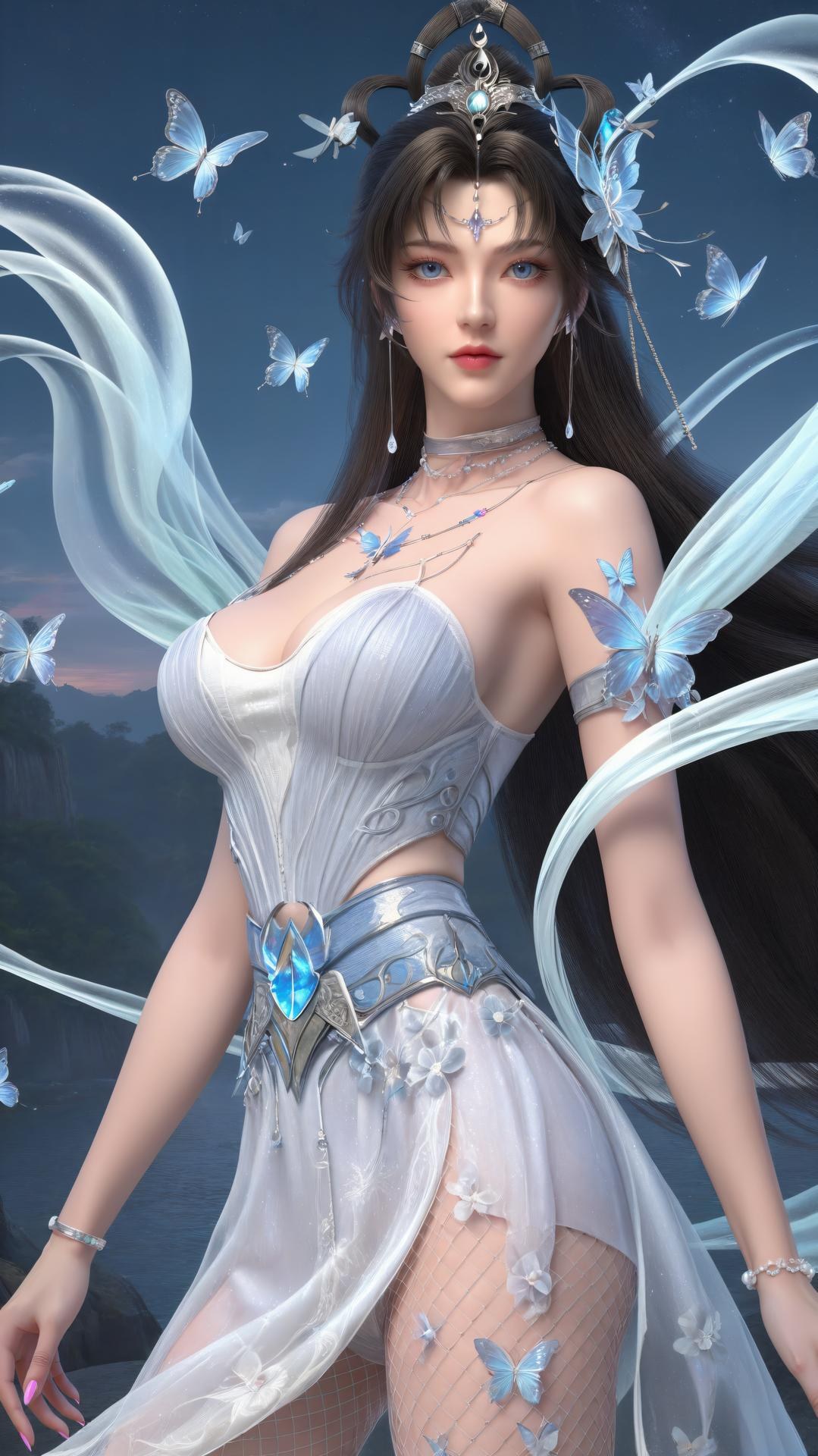 AI Generated Anime Girl - 完美世界 邀月公主：白藍仙裙湖畔白絲上篇 250P