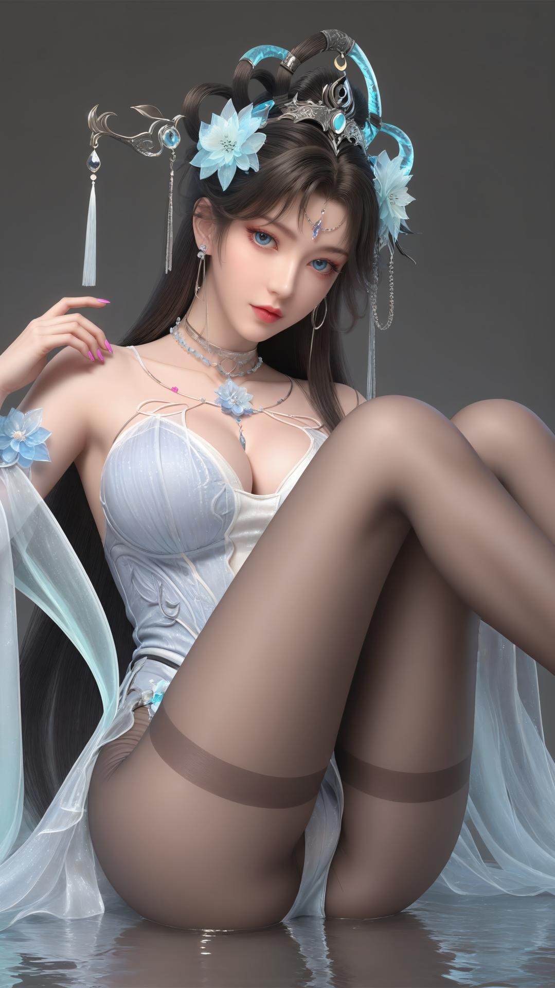 AI Generated Anime Girl - เจ้าหญิงเยวี่ยเยว่ Perfect World ถุงน่องดำฉากในห้องส่วนตัว ตอนท้าย 250P