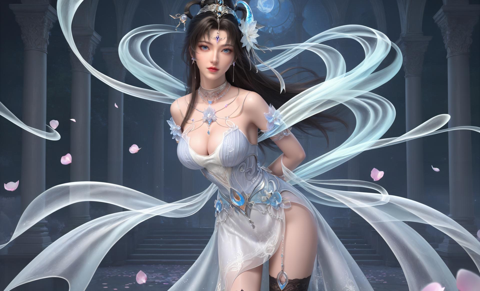 AI Generated Anime Girl - Perfect World Yaoyue Princess Black Stockings Indoor Boudoir Gallery Vol. 2 250P