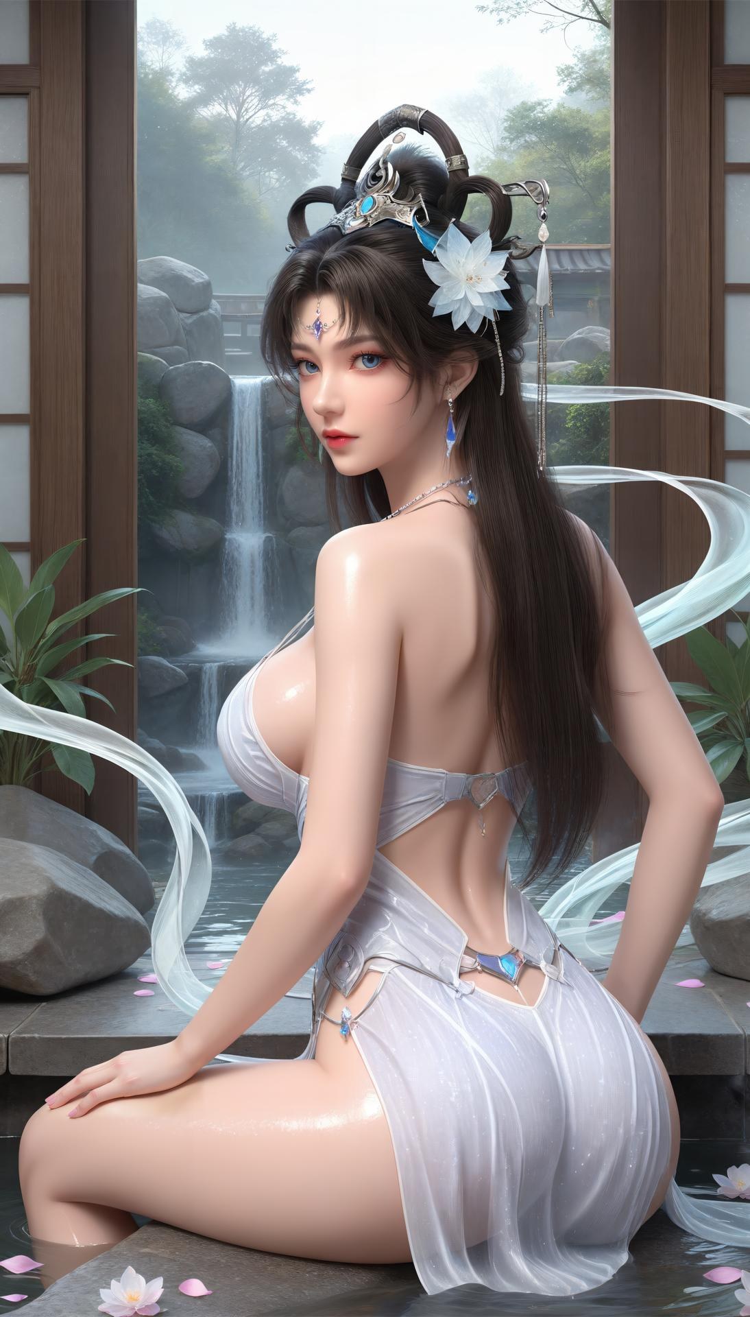 AI Generated Anime Girl - パーフェクトワールド邀月公主 黒ストッキング室内私房画像集 下篇 250P