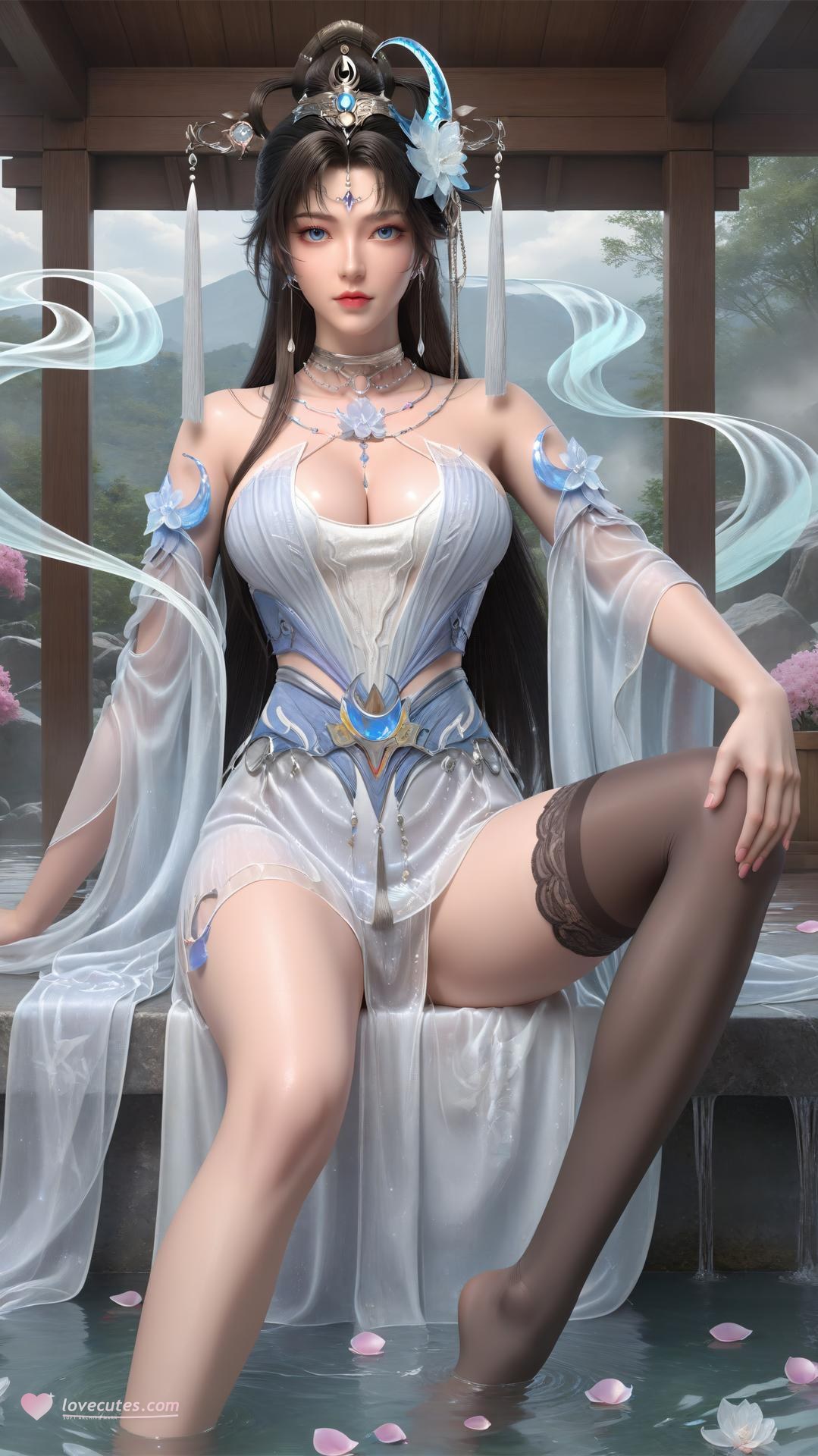 AI Generated Anime Girl - Perfect World Yaoyue Princess Black Stockings Indoor Boudoir Gallery Vol. 2 250P