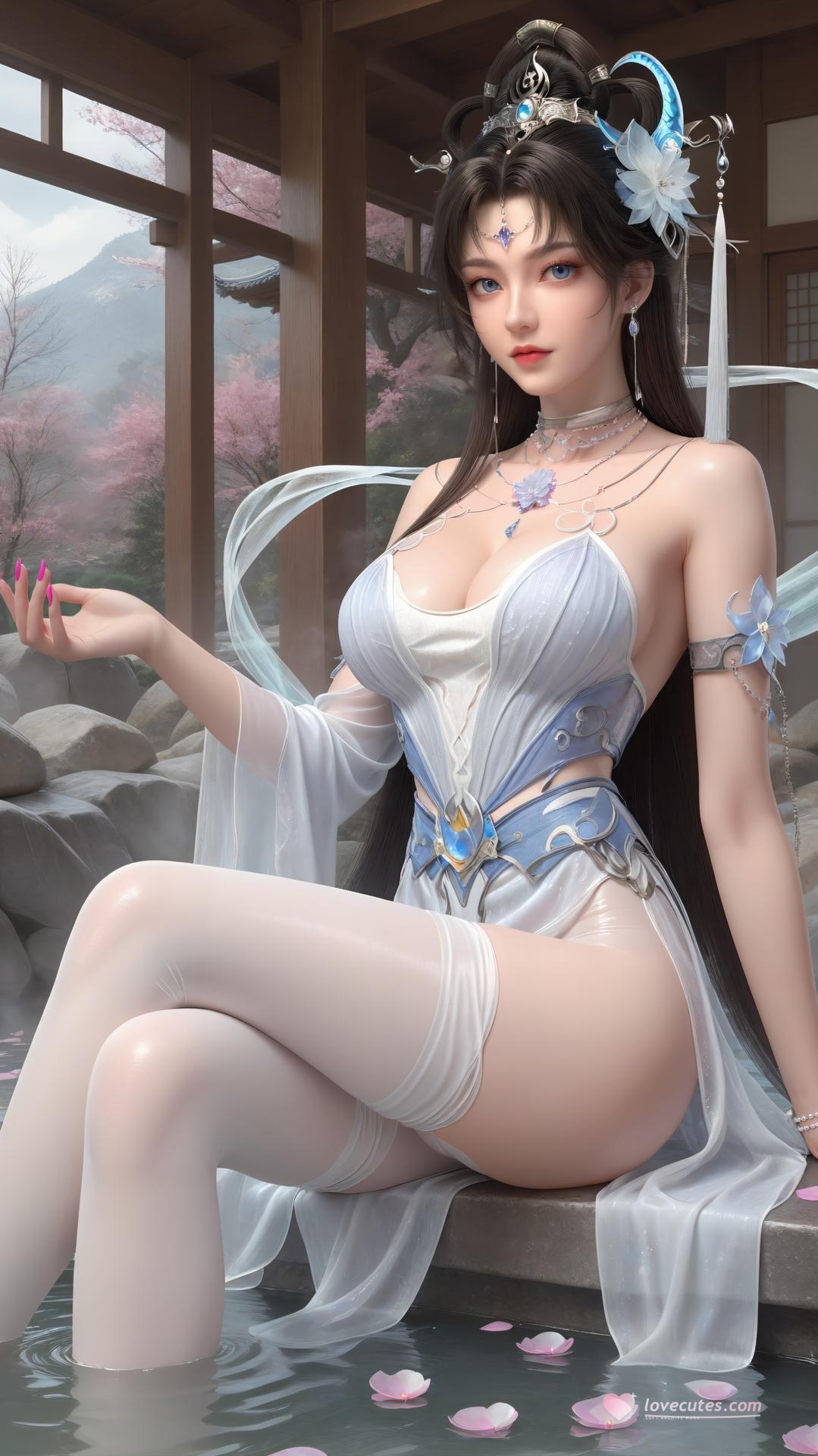 AI Generated Anime Girl - Perfect World Yaoyue Princess Black Stockings Indoor Boudoir Gallery Vol. 2 250P