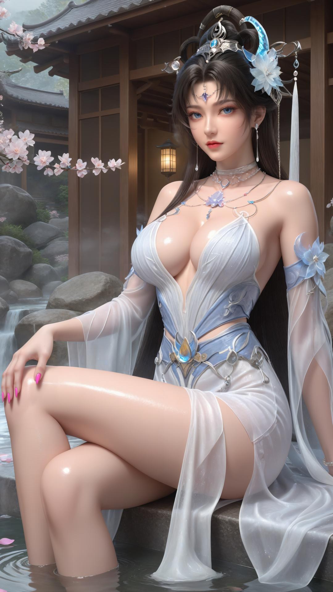 AI Generated Anime Girl - Perfect World Yaoyue Princess Black Stockings Indoor Boudoir Gallery Vol. 2 250P