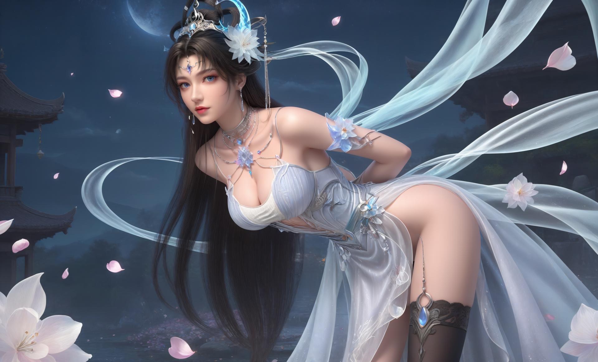 AI Generated Anime Girl - Perfect World Yaoyue Princess Black Stockings Indoor Boudoir Gallery Vol. 2 250P