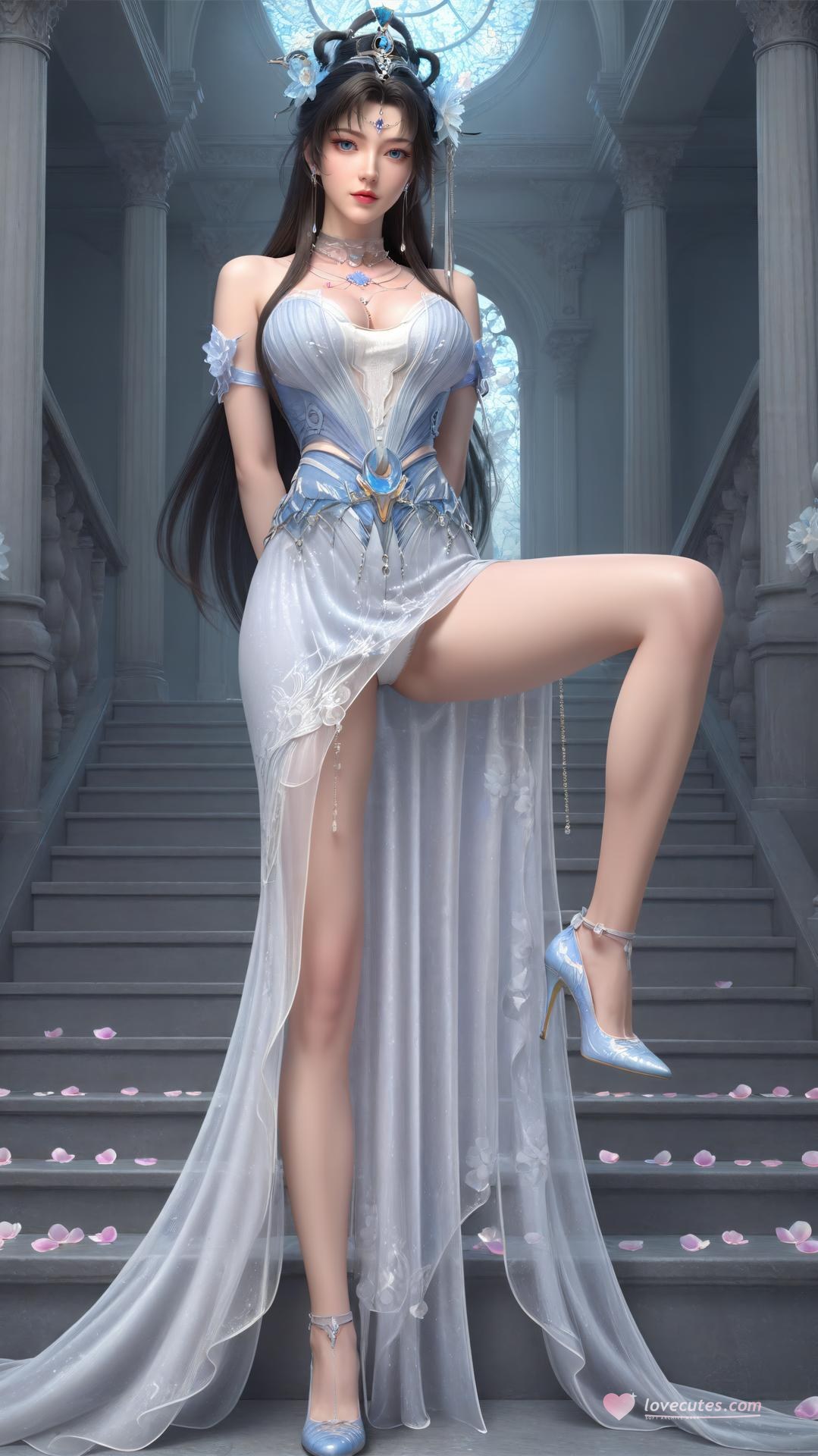 AI Generated Anime Girl - Perfect World Yaoyue Princess Black Stockings Indoor Boudoir Gallery Vol. 2 250P