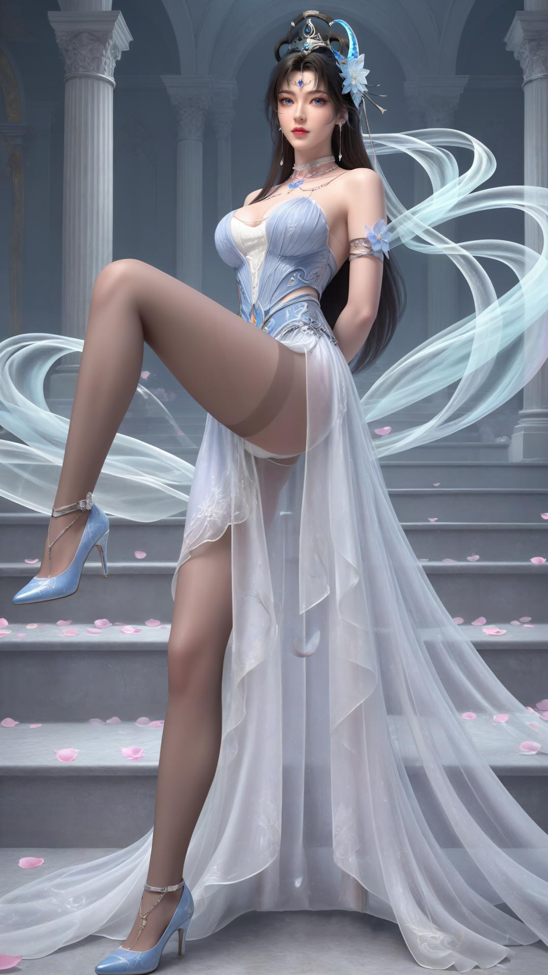 AI Generated Anime Girl - Perfect World Yaoyue Princess Black Stockings Indoor Boudoir Gallery Vol. 2 250P