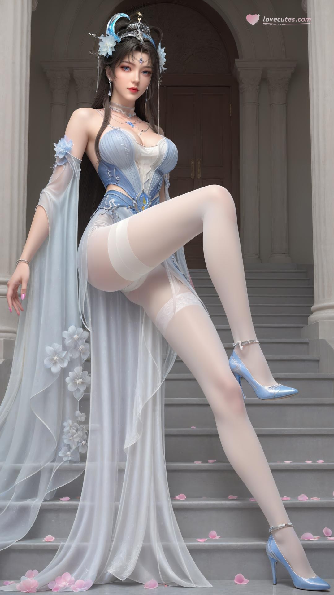 AI Generated Anime Girl - Perfect World Yaoyue Princess Black Stockings Indoor Boudoir Gallery Vol. 2 250P